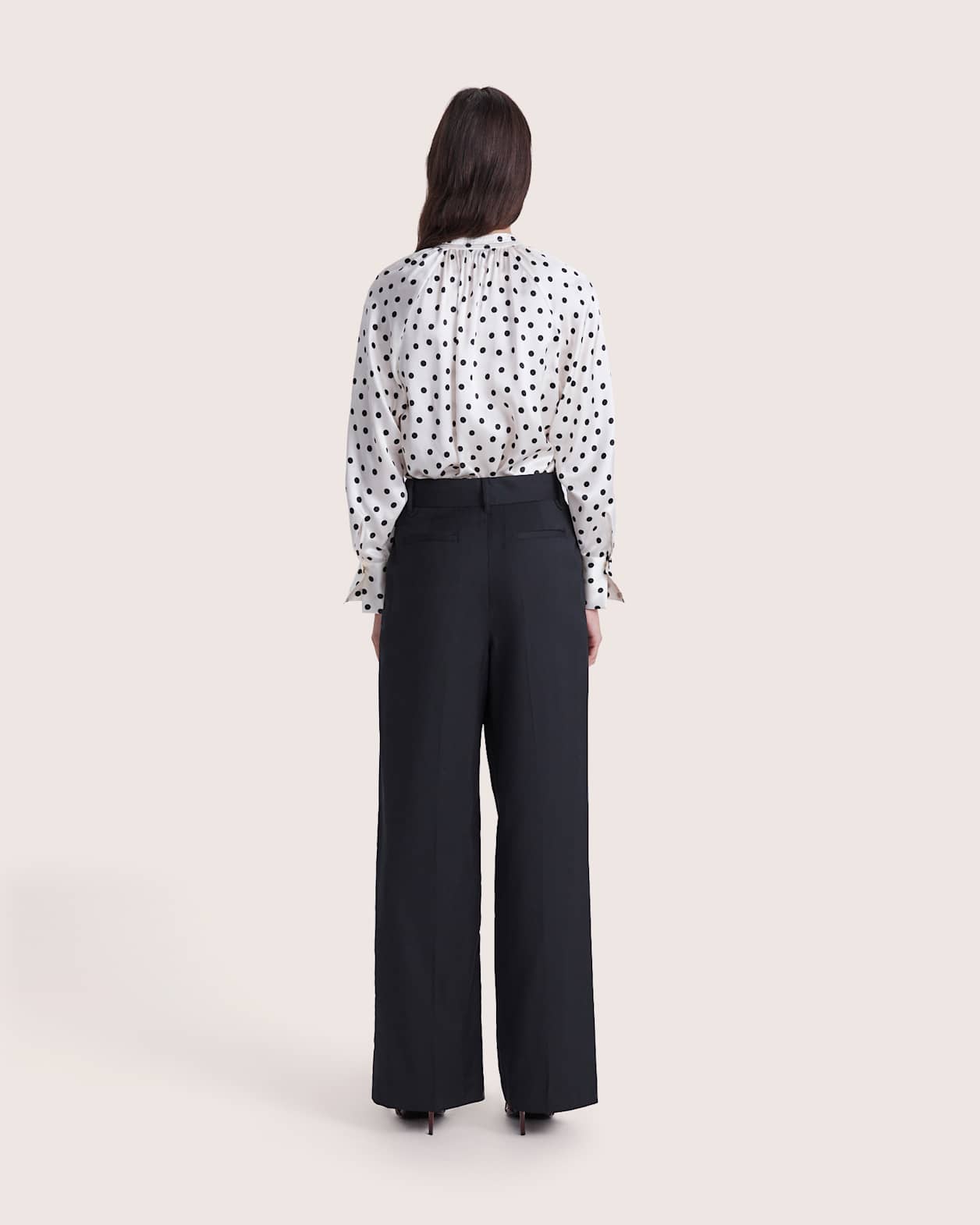 Suki Wide Leg Wool Pant in BLACK