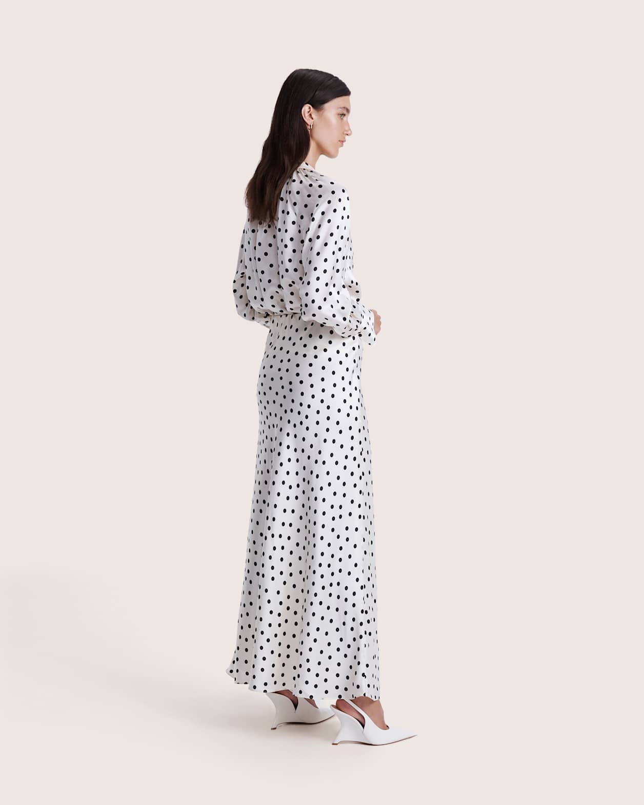 Presley Silk Midi Skirt in IVORY/BLACK