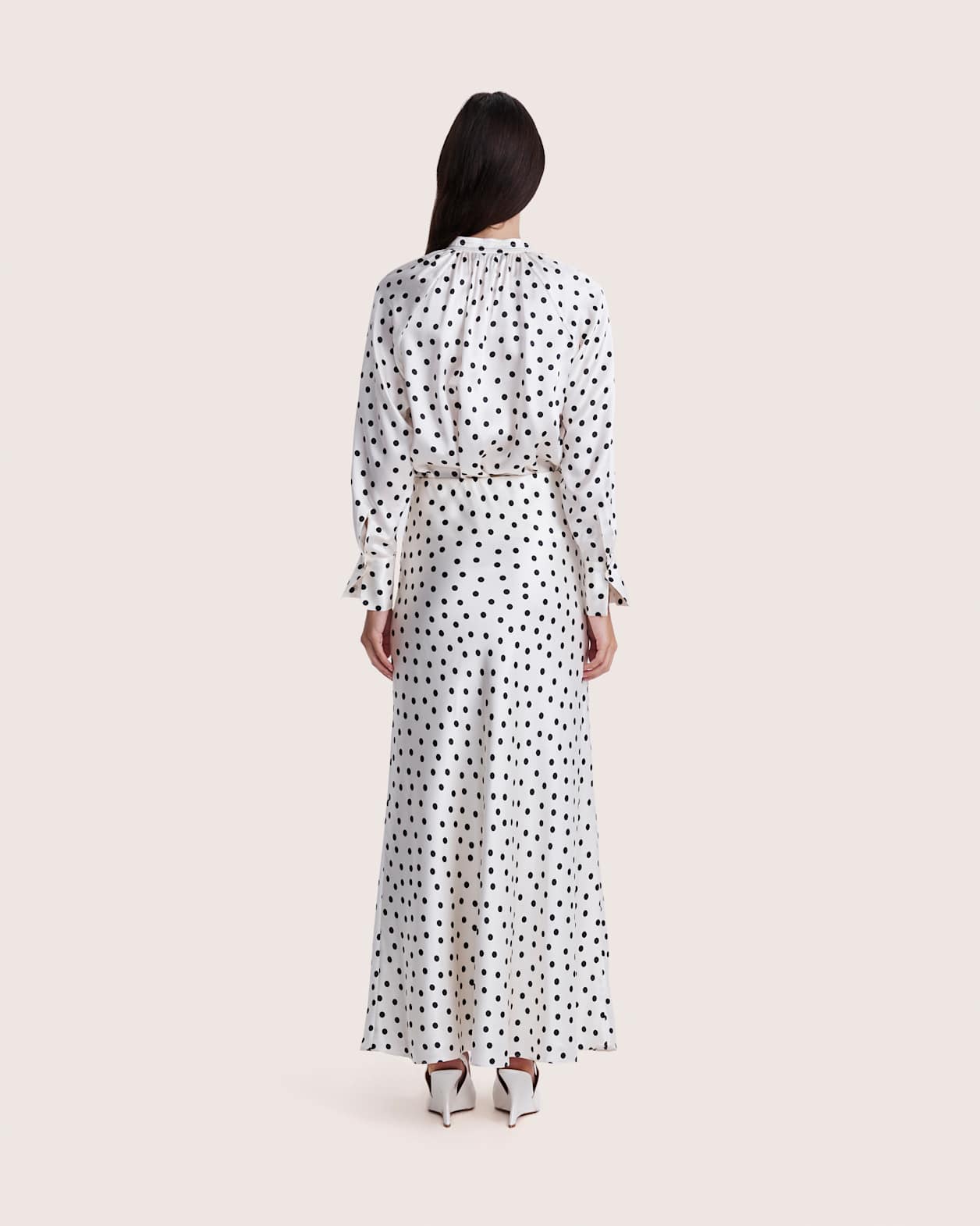 Presley Silk Midi Skirt in IVORY/BLACK