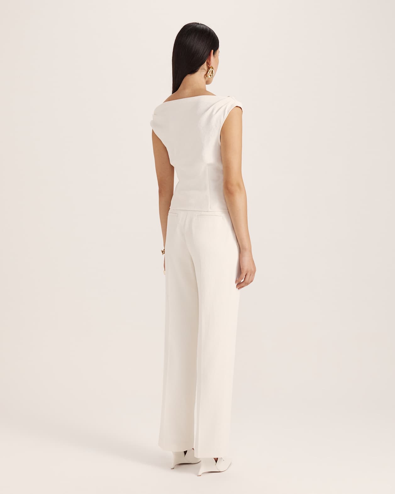 Dharma Off Shoulder Drape Top in MILK