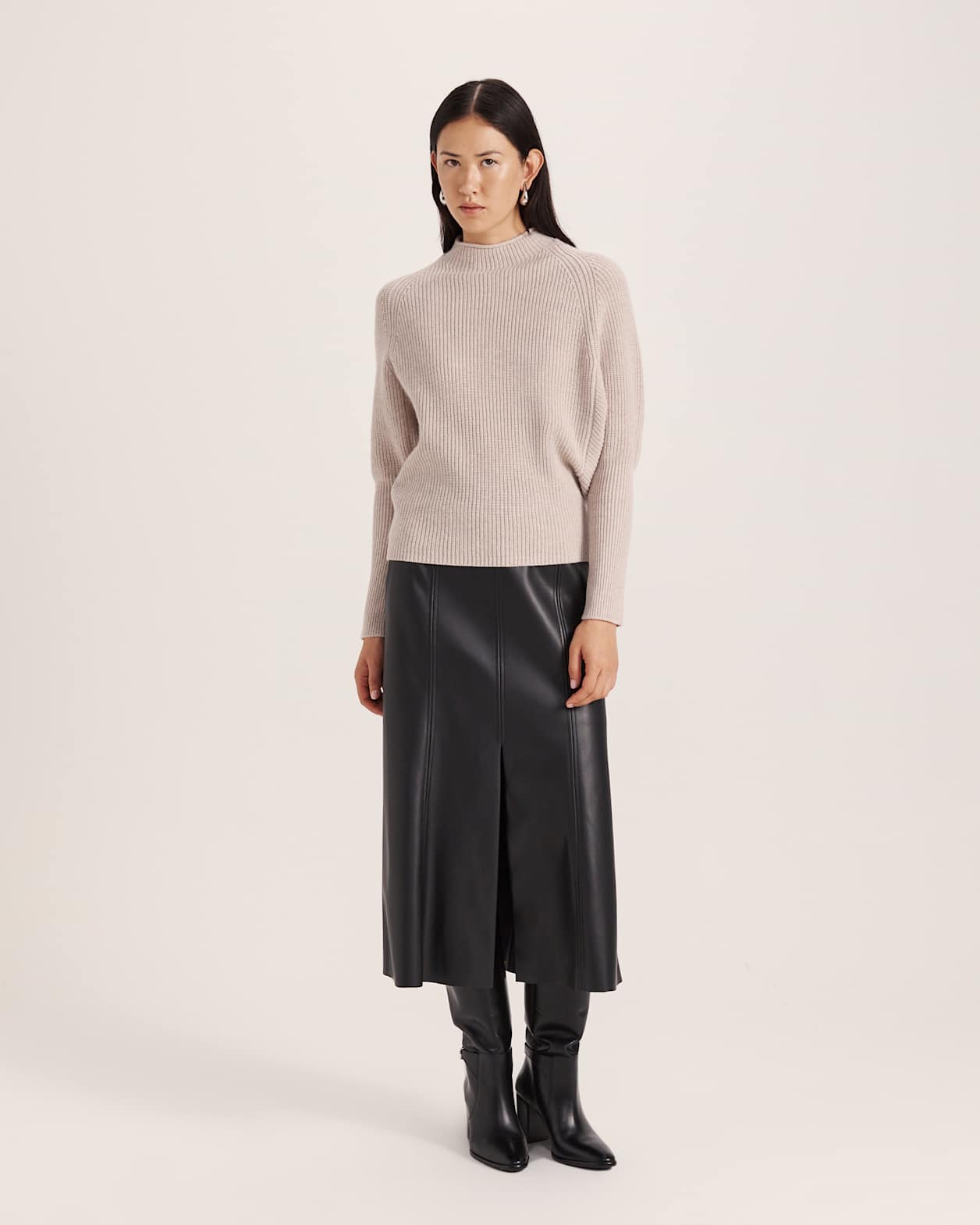 Nora Wool Batwing Sweater in MINK