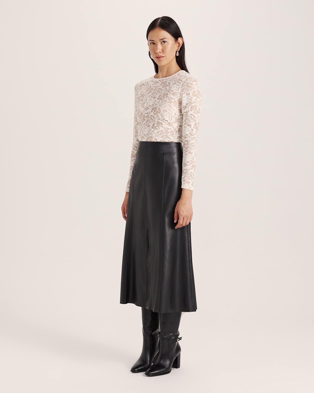 Stella Lace Long Sleeve Top in MILK