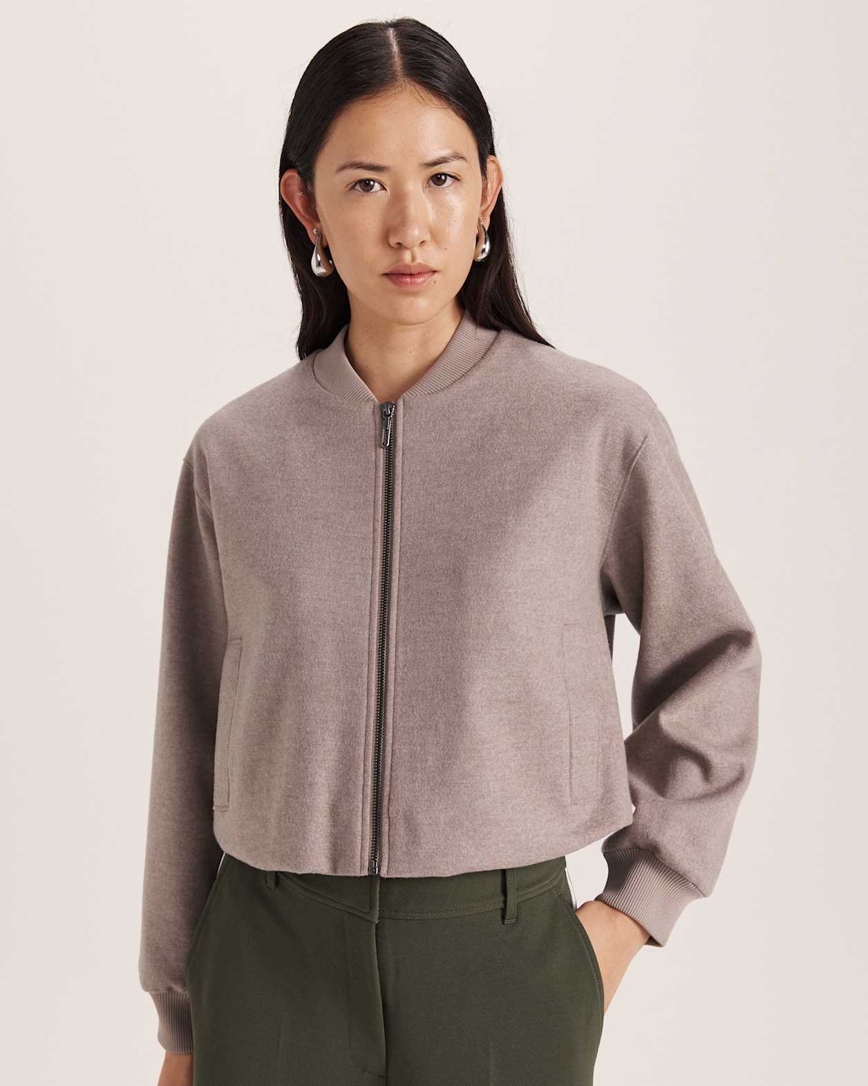 Karla Wool Bomber Jacket in MINK
