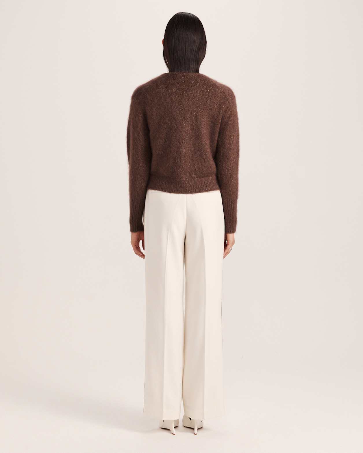 Maisy Mohair Wool Long Sleeve Cardi in CHOCOLATE