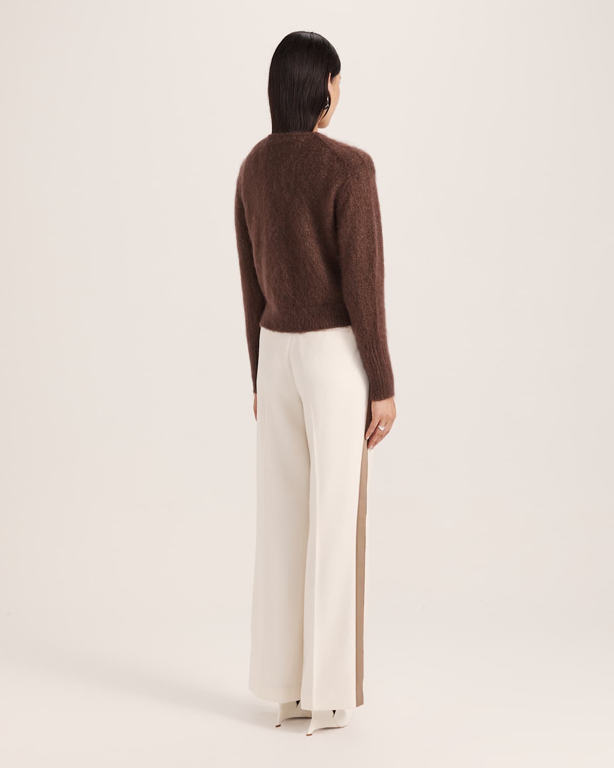 Maisy Mohair Wool Long Sleeve Cardi in CHOCOLATE