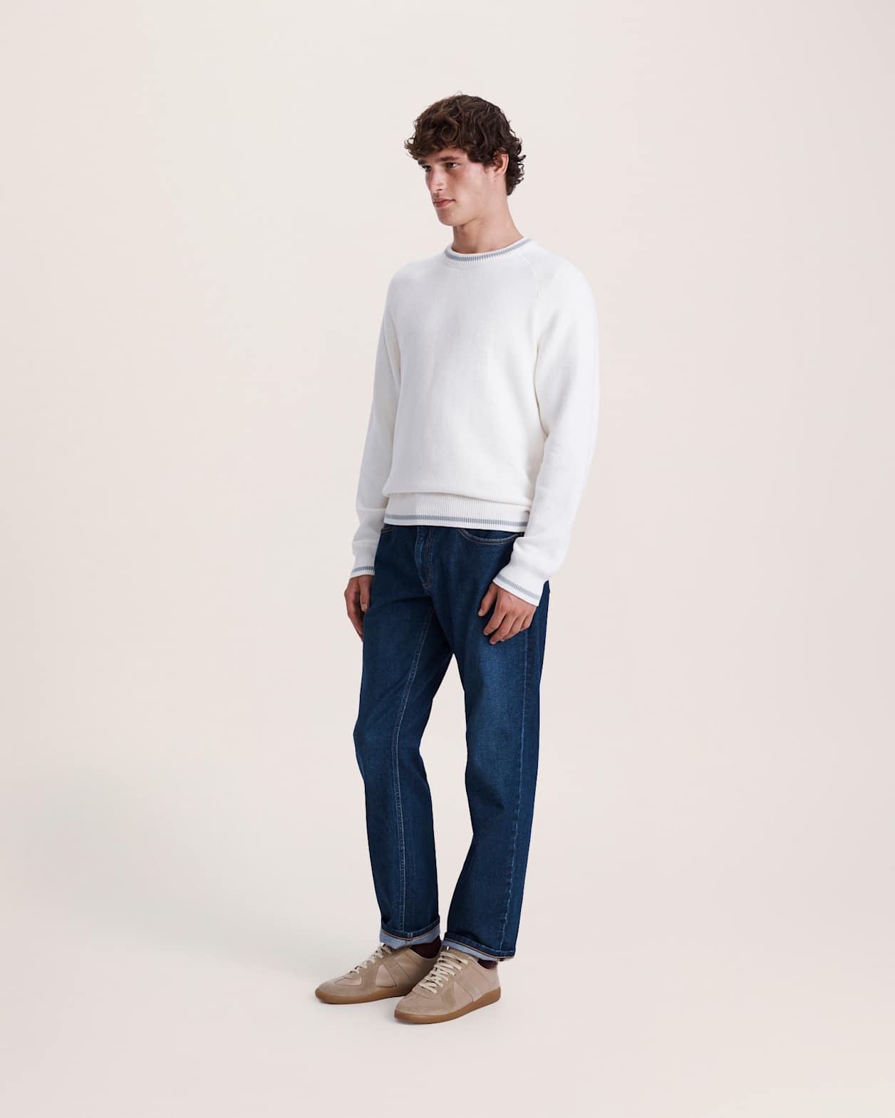 Soren Cotton Cashmere Crew in OFF WHITE