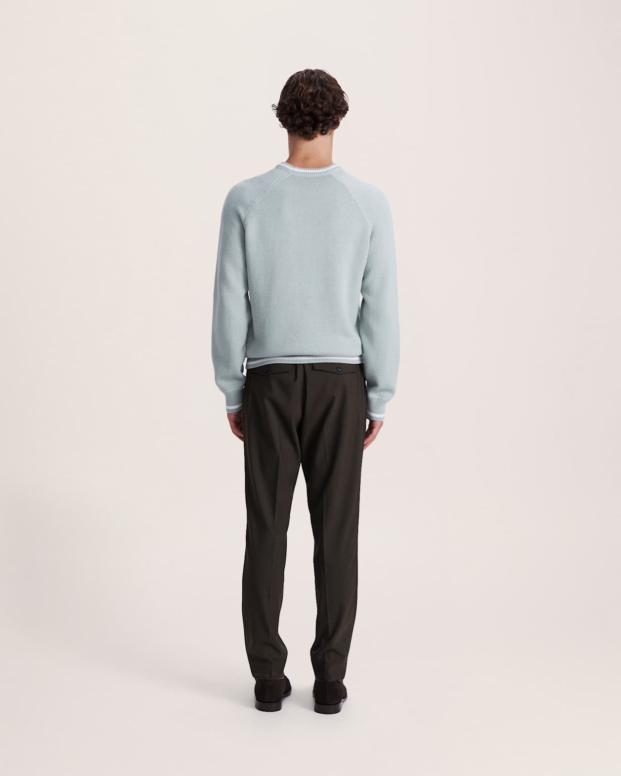 Soren Cotton Cashmere Crew in EUCALYPT