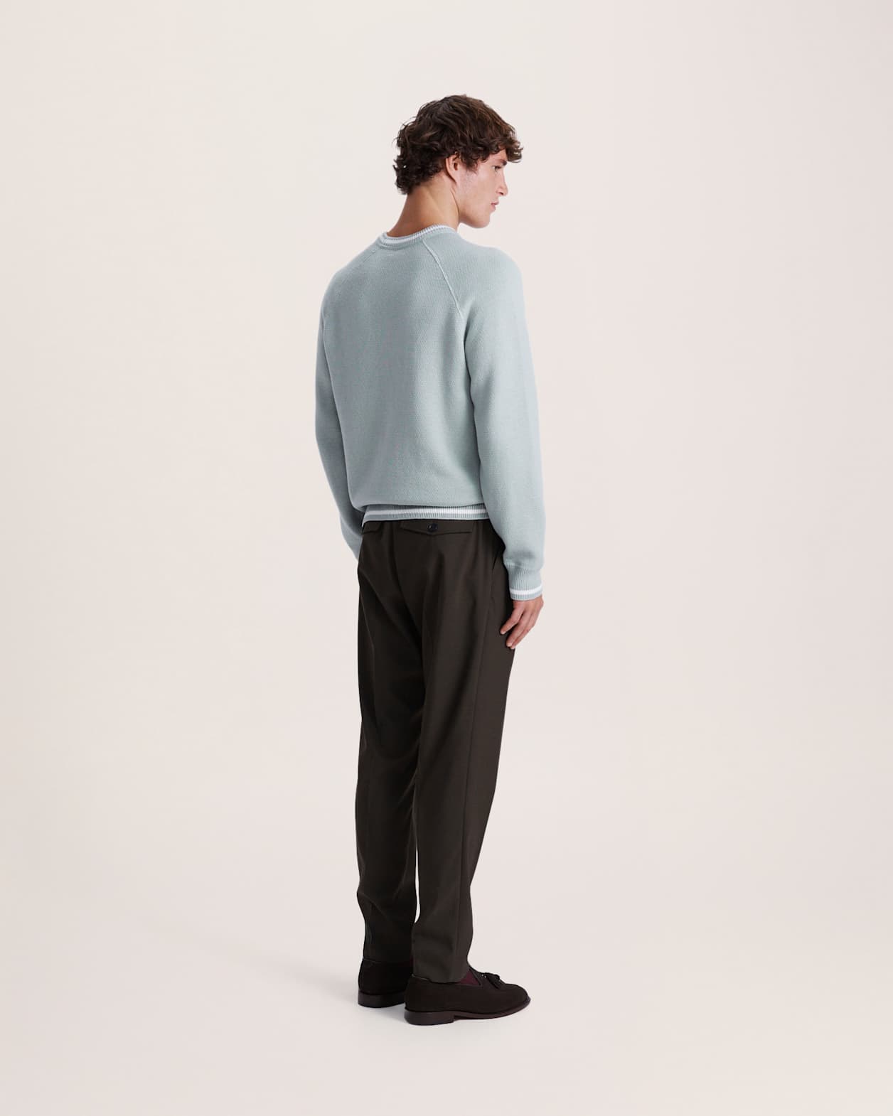 Soren Cotton Cashmere Crew in EUCALYPT