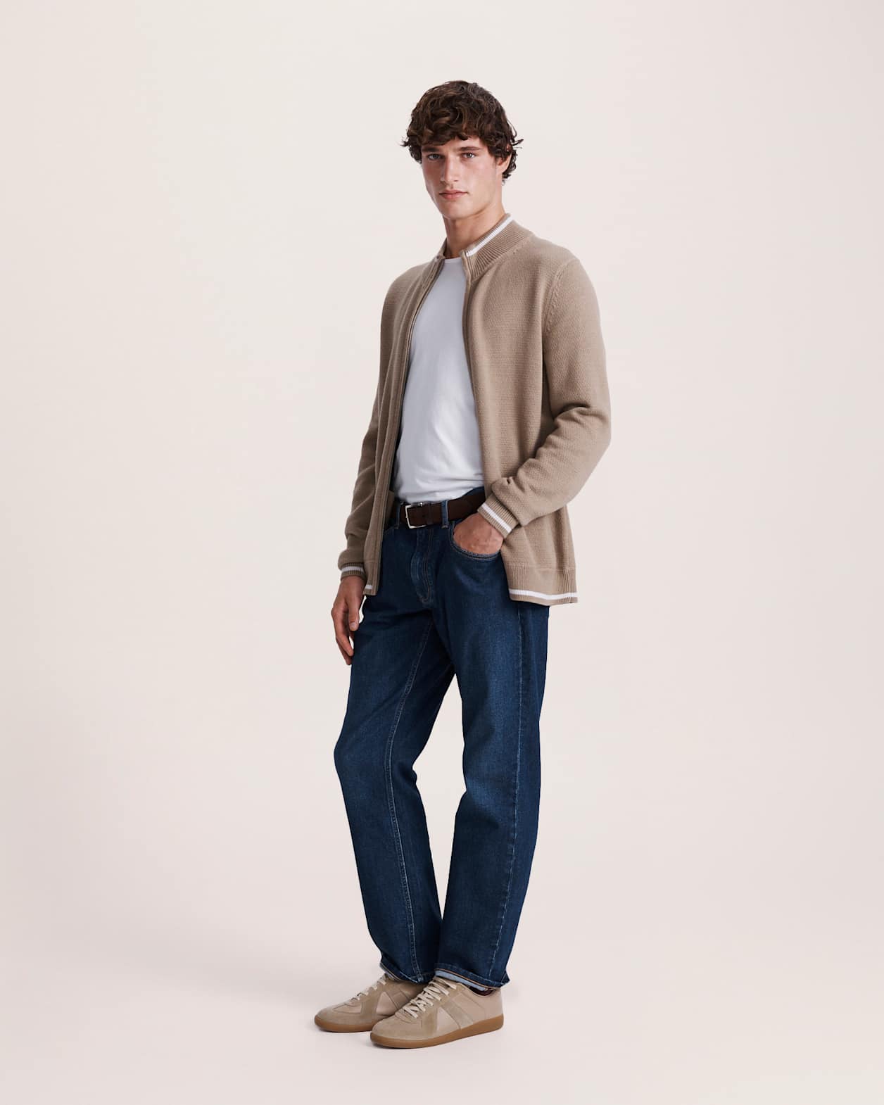 Soren Cotton Cashmere Zip Thru in OLIVE