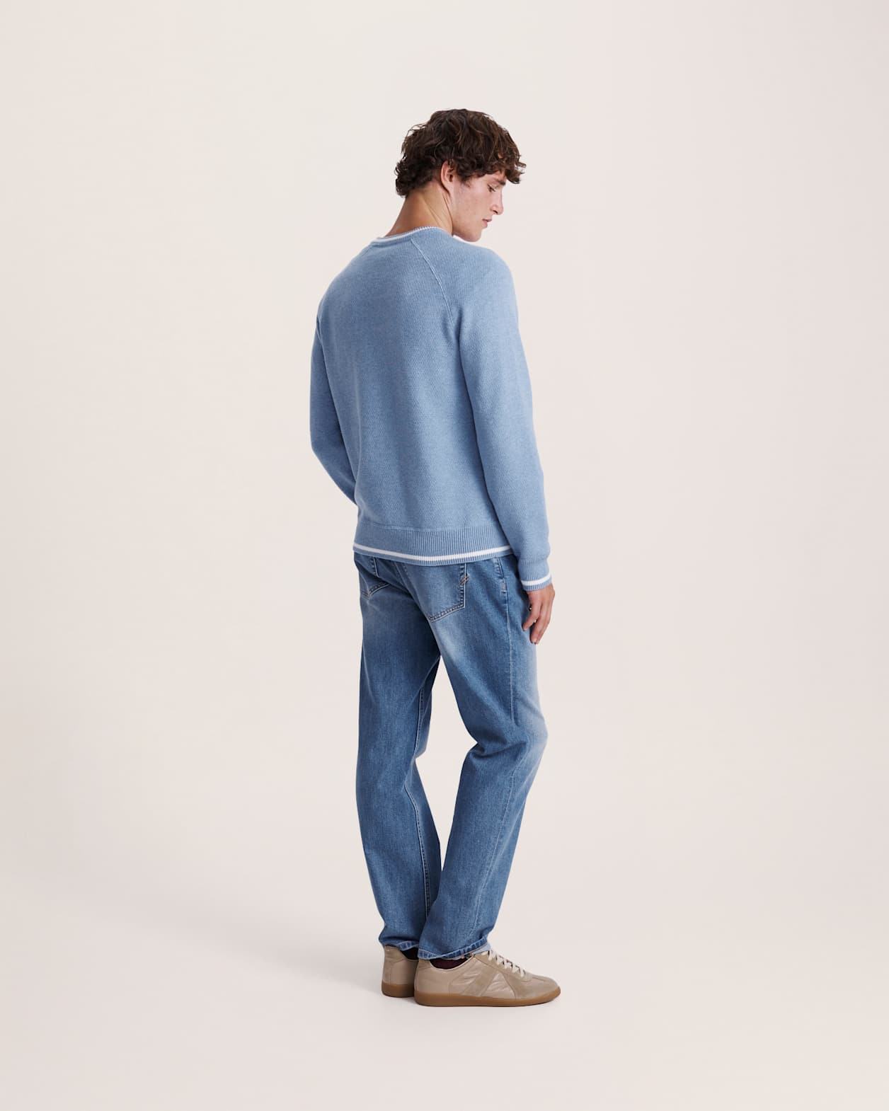Soren Cotton Cashmere Crew in SKY BLUE