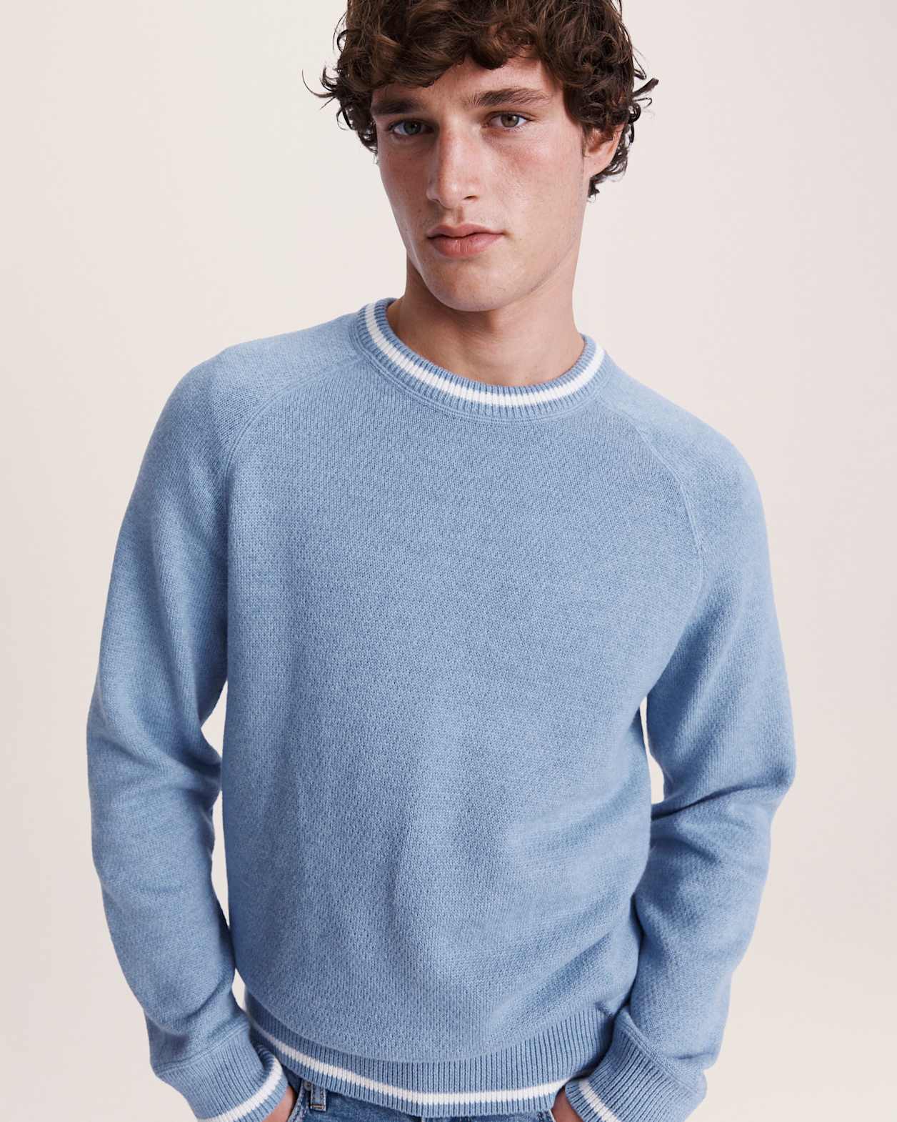Soren Cotton Cashmere Crew in SKY BLUE