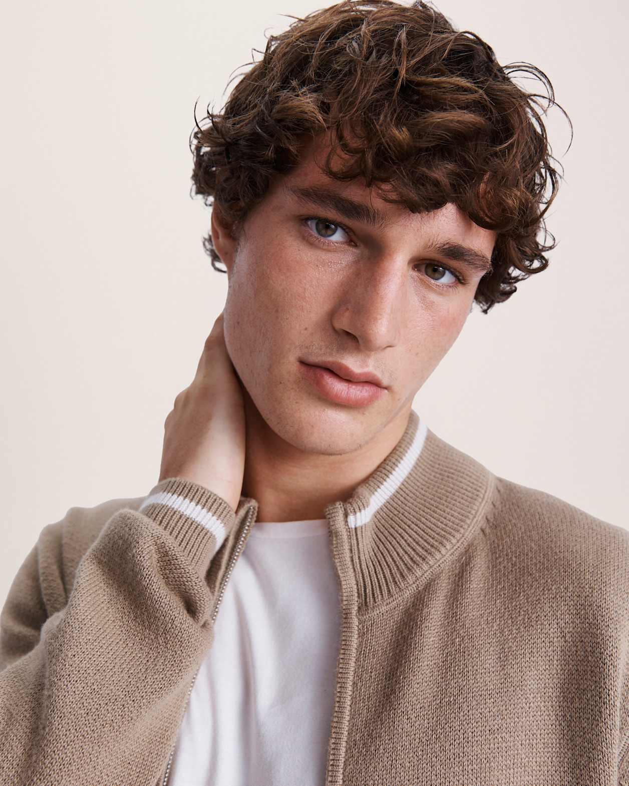 Soren Cotton Cashmere Zip Thru in OLIVE