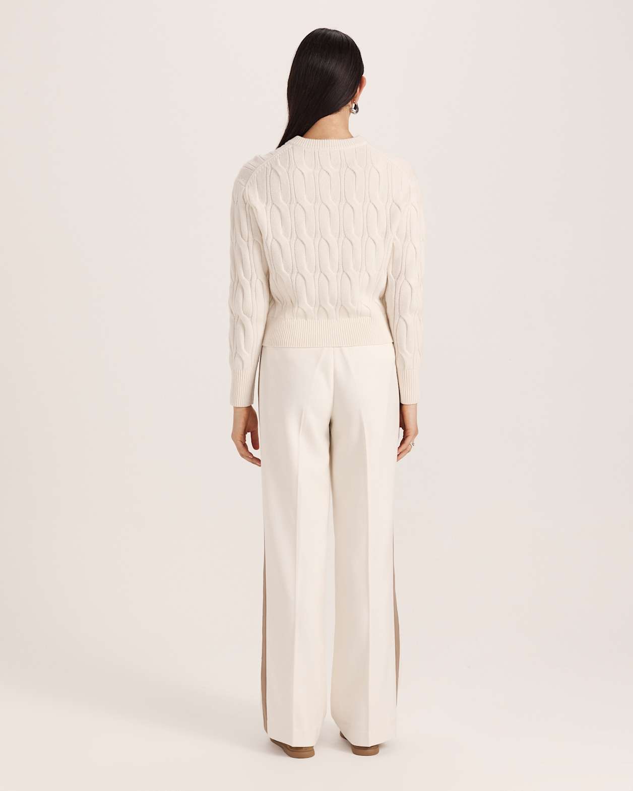 Nora Wool Cashmere Cable Cardi in VANILLA