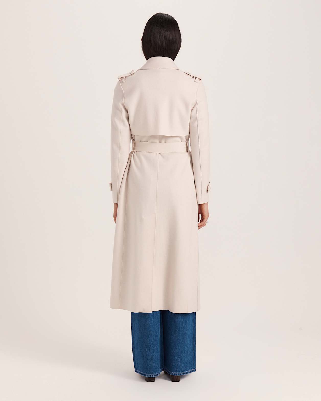 Karla Wool Longline Trench Coat in SOFT STONE