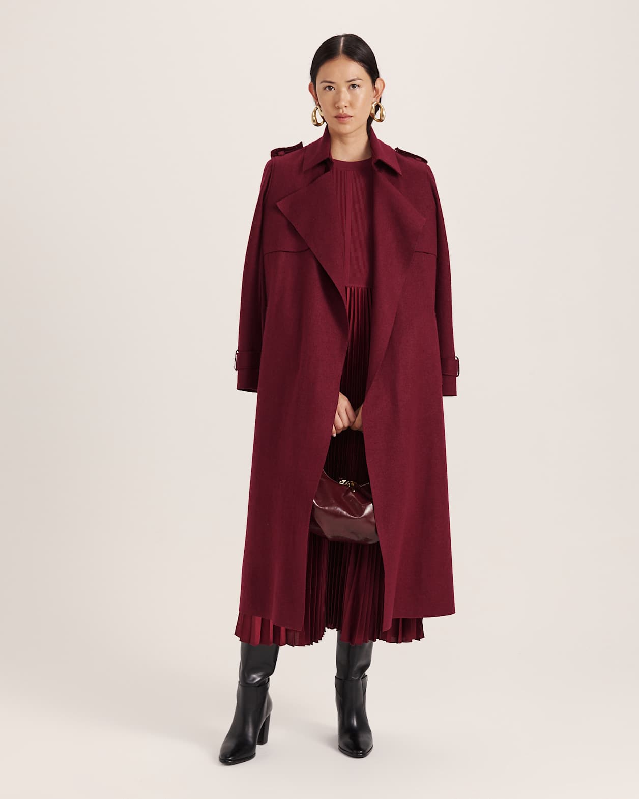 Vicky Mixed Media Dress in BERRY