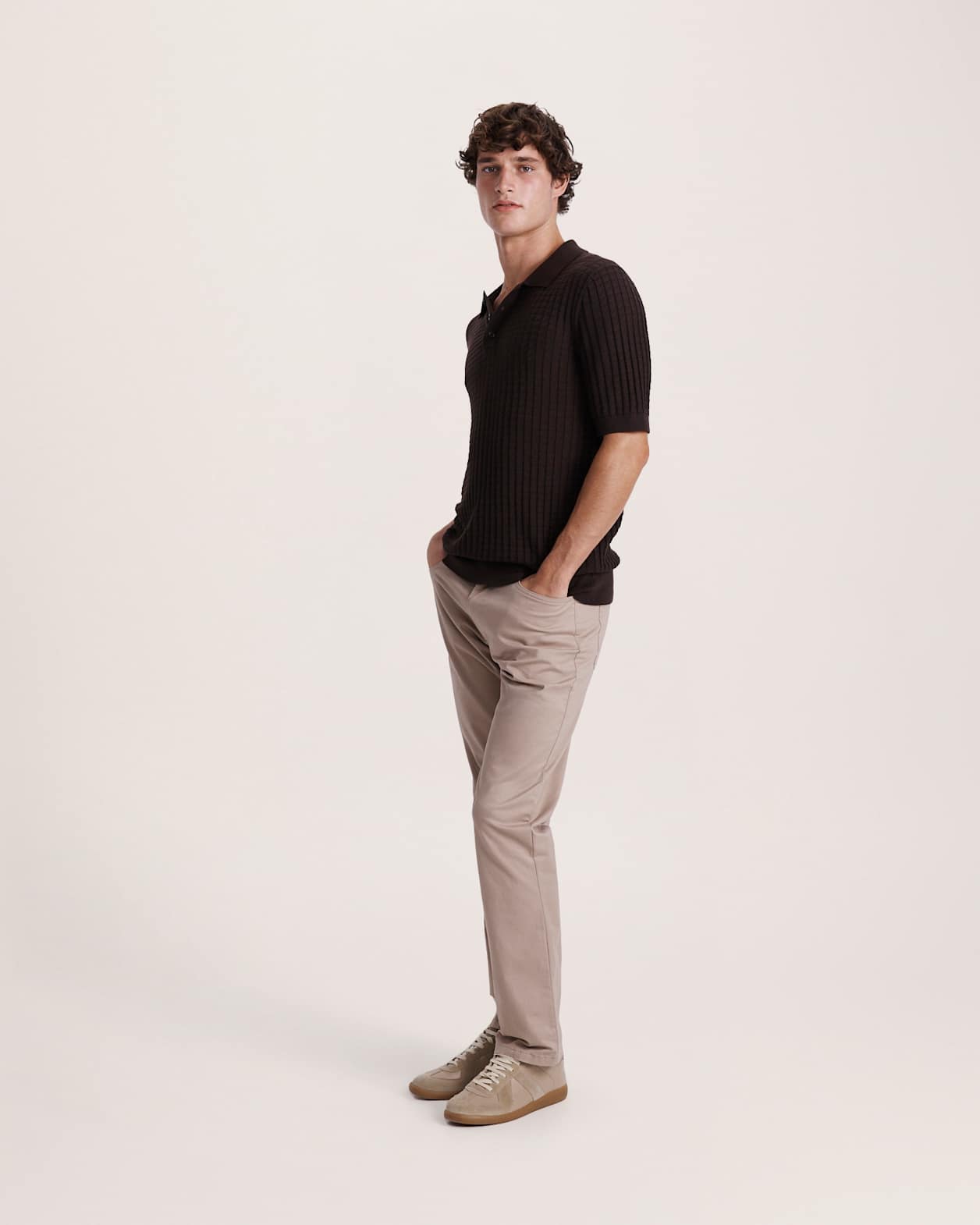 Alfie Knit Polo in CHOCOLATE