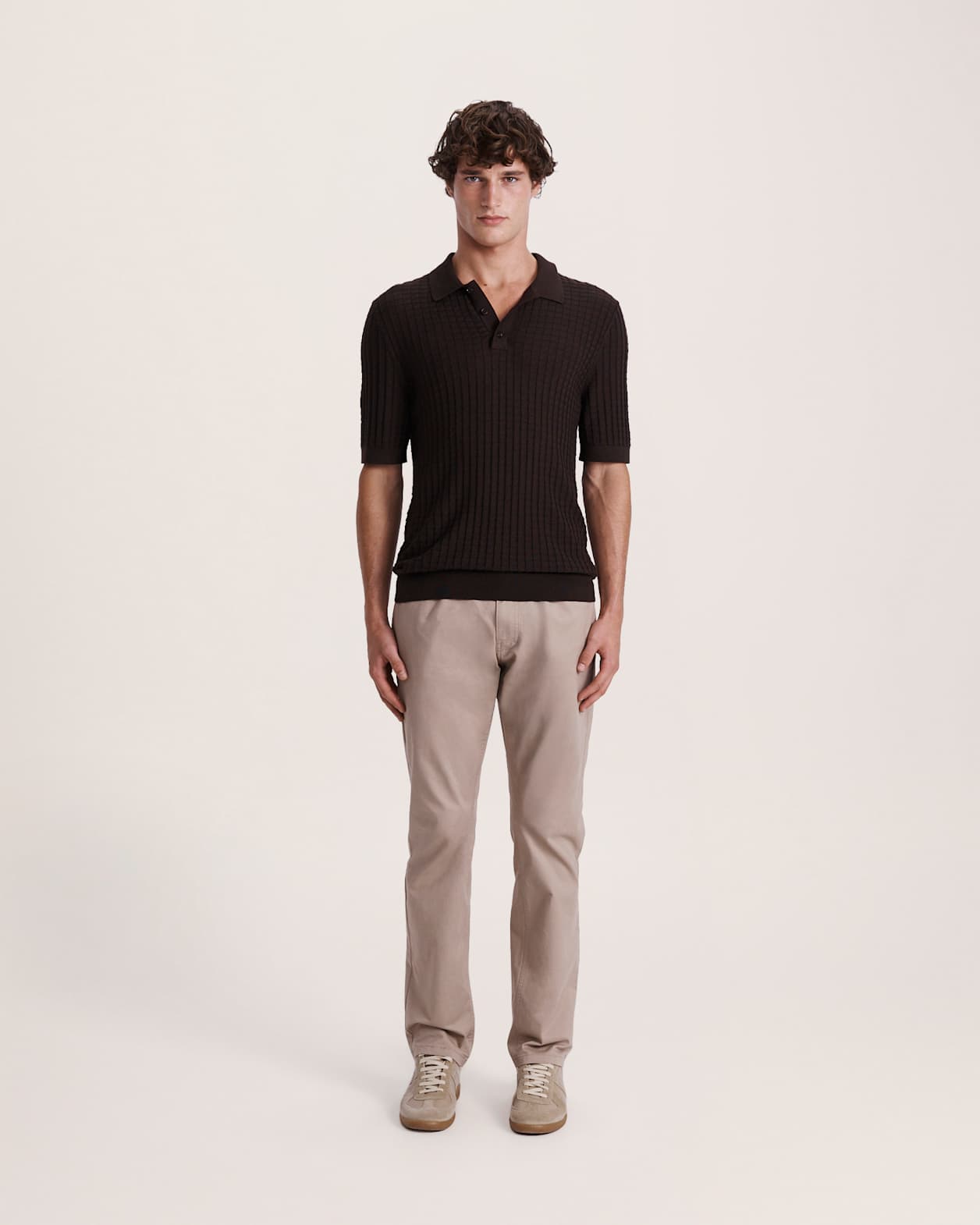 Alfie Knit Polo in CHOCOLATE