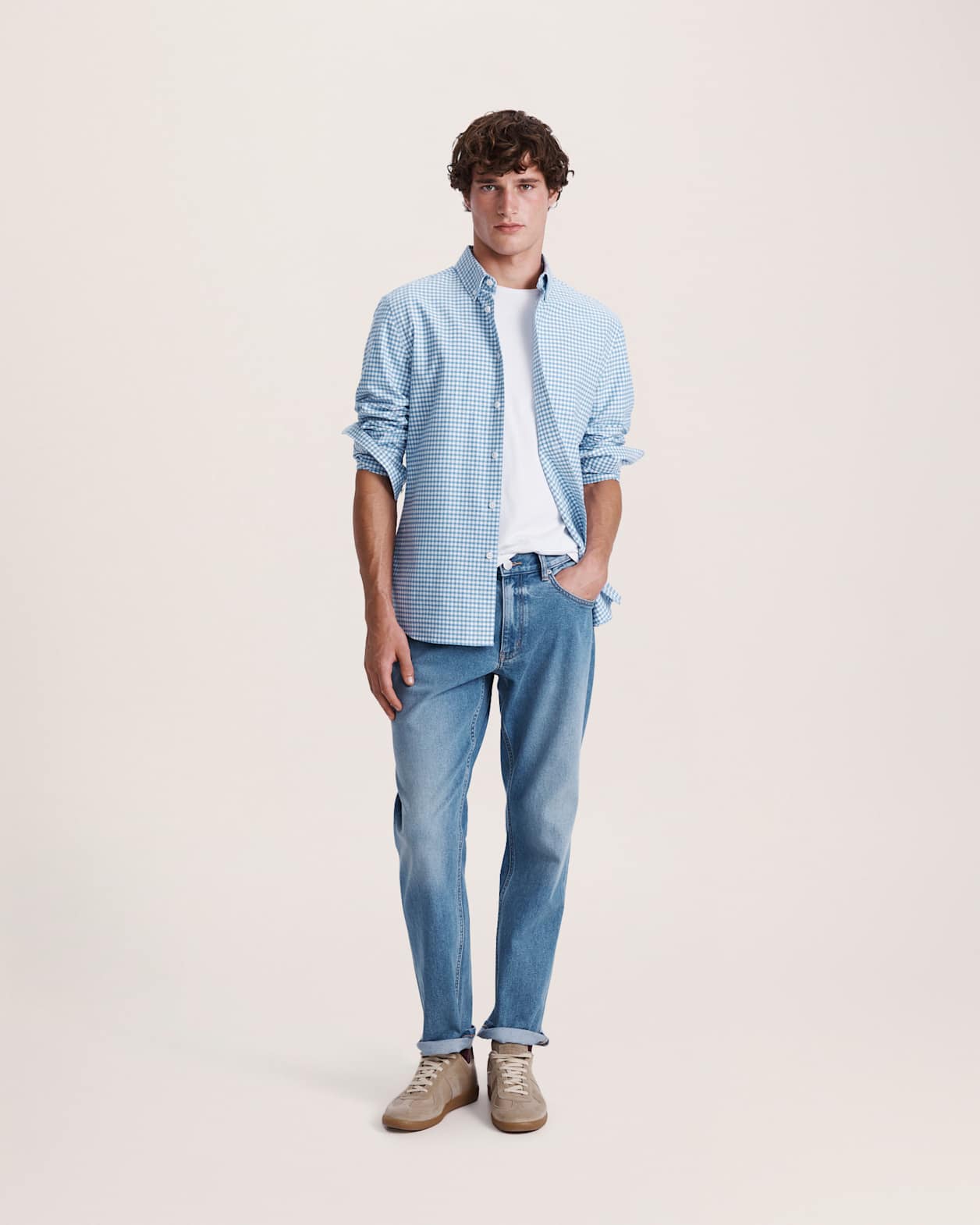 Sam Cotton Check Oxford Shirt in ALPINE