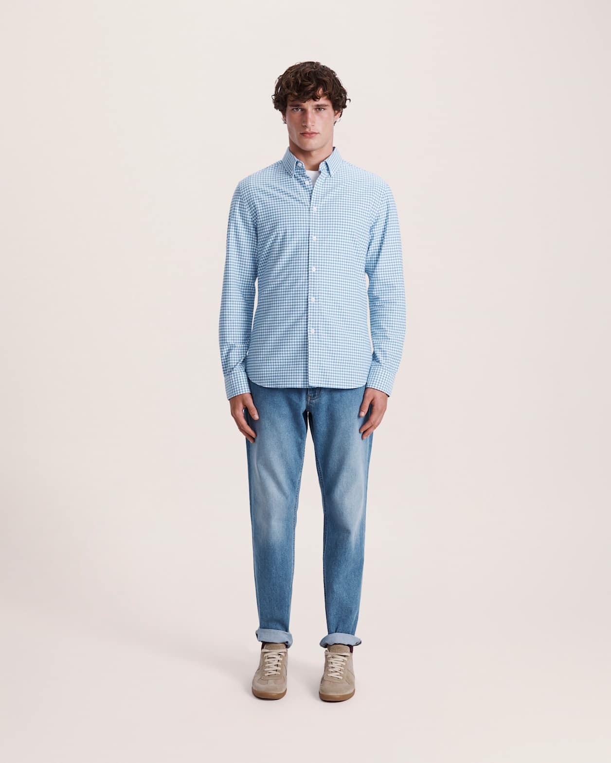 Sam Cotton Check Oxford Shirt in ALPINE