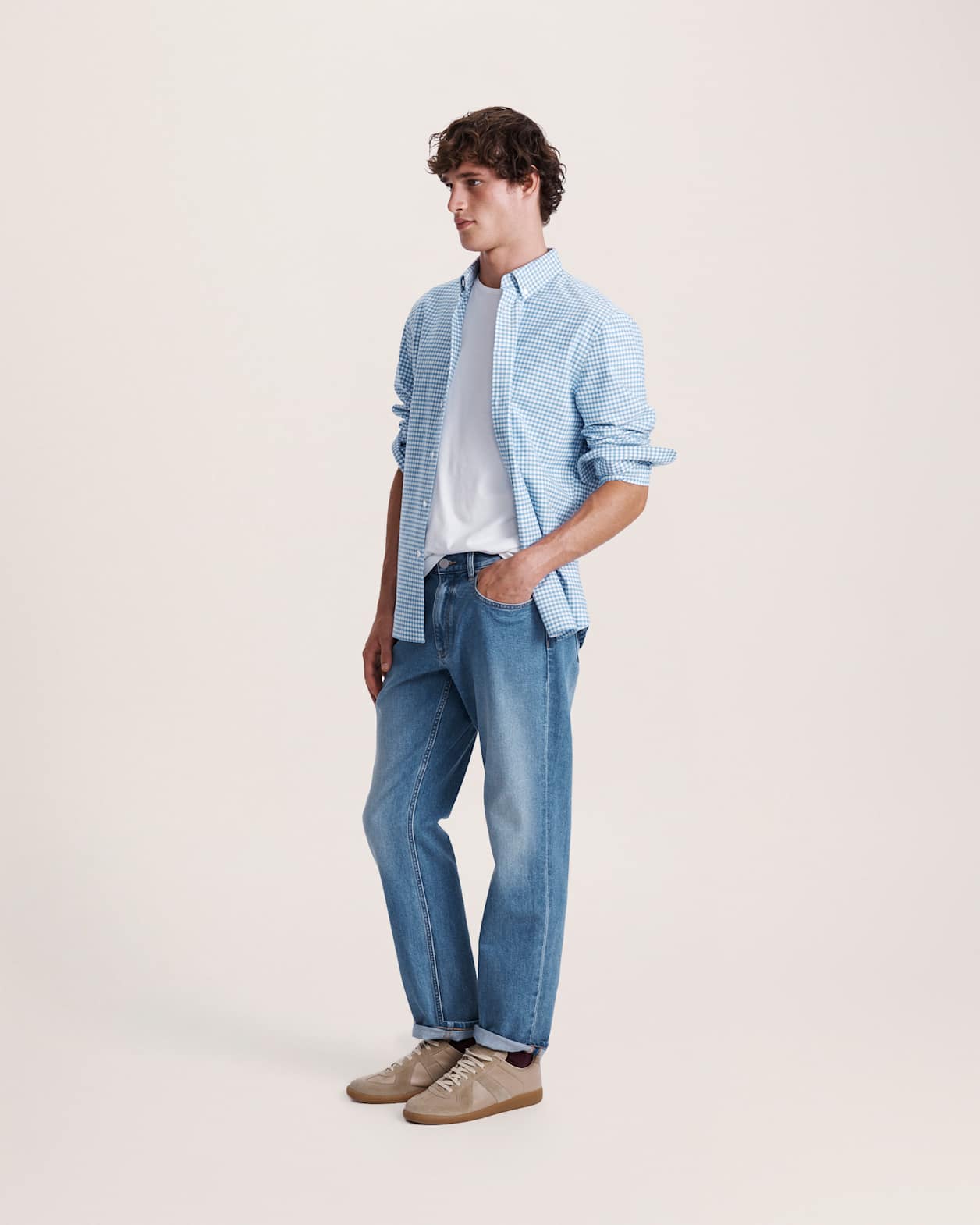 Sam Cotton Check Oxford Shirt in ALPINE