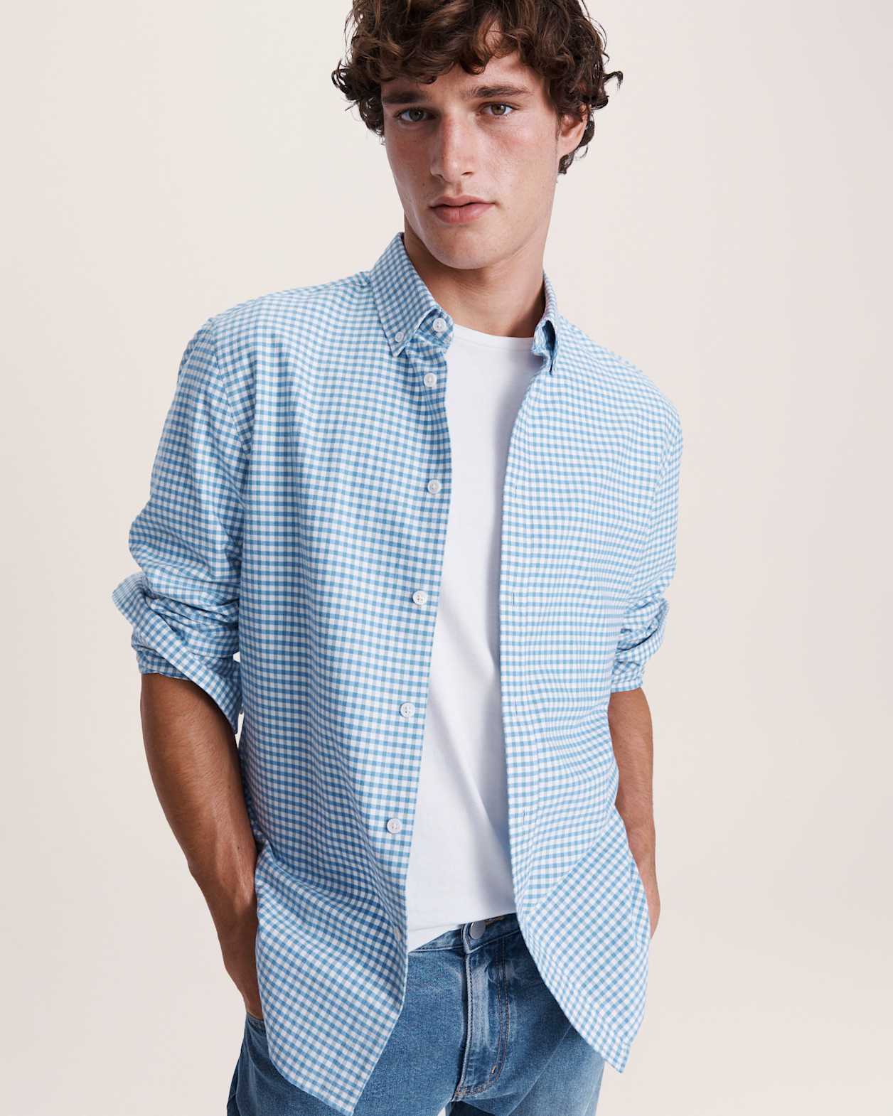 Sam Cotton Check Oxford Shirt in ALPINE