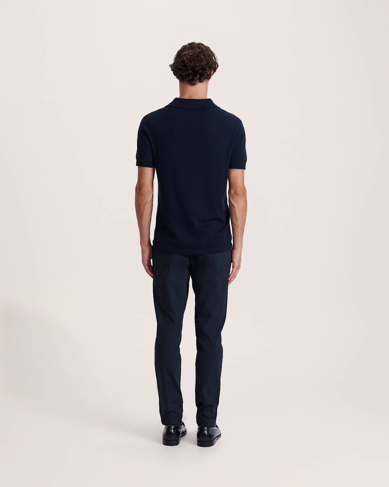 Miramar Cotton Wool Knit Polo in NAVY