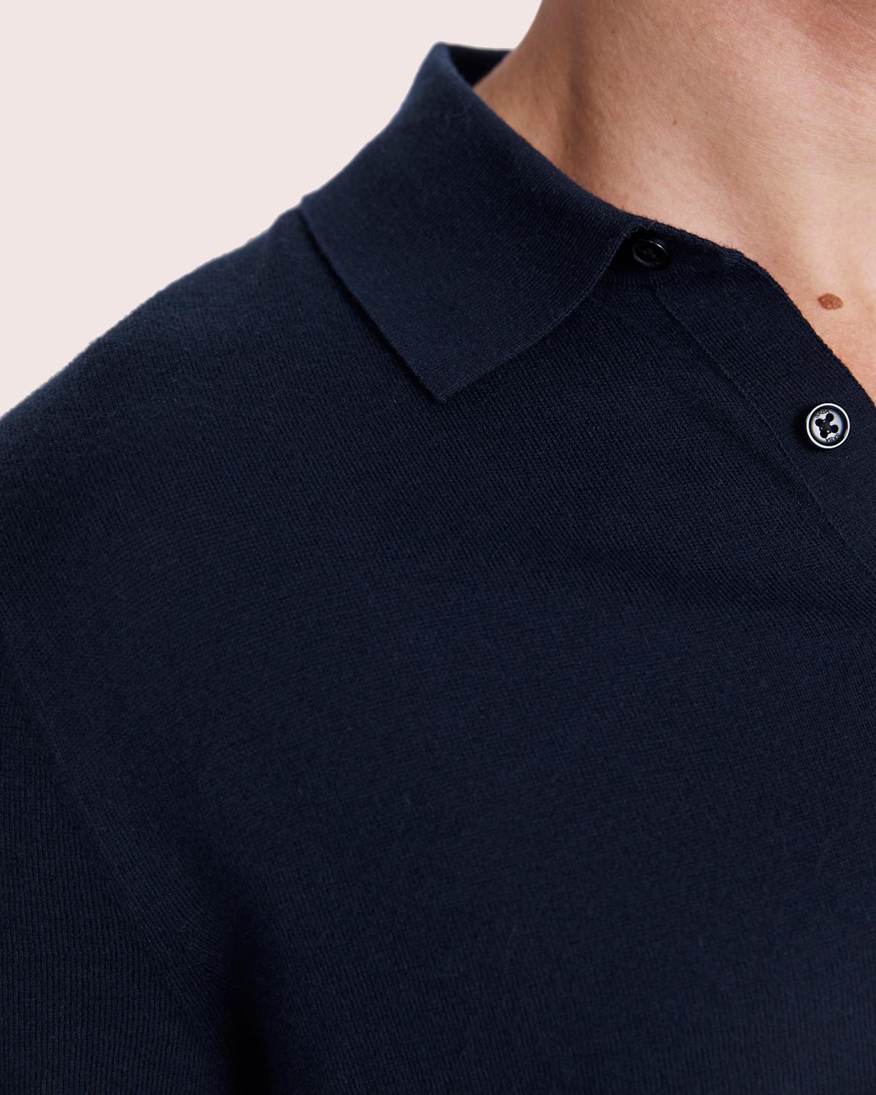 Miramar Cotton Wool Knit Polo in NAVY