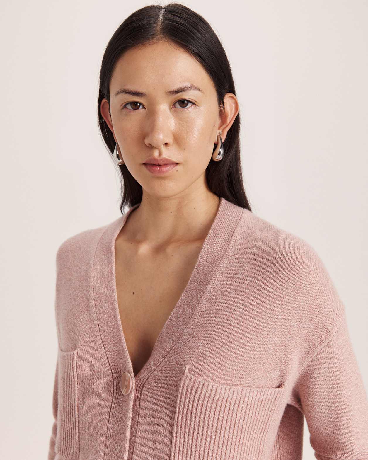 Nora Wool Cashmere Cardi in PINK MELANGE