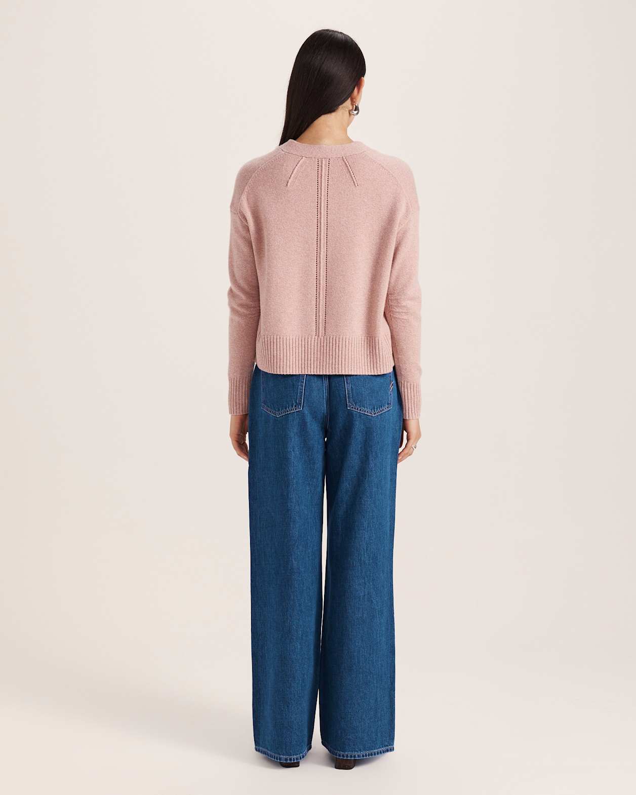 Nora Wool Cashmere Cardi in PINK MELANGE