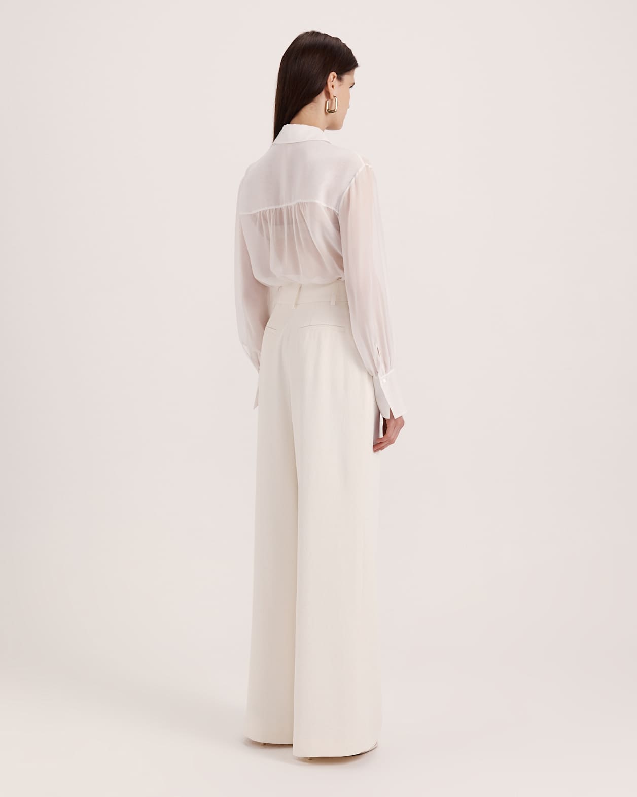 Ash Silk Chiffon Cropped Shirt in OFF WHITE