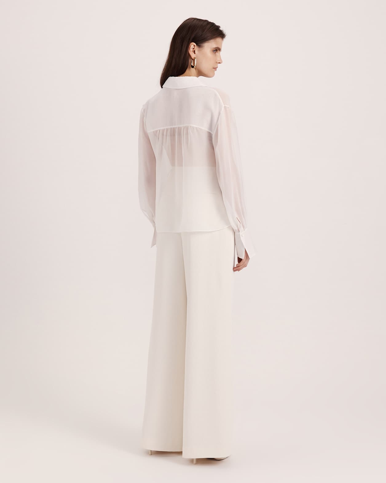 Ash Silk Chiffon Cropped Shirt in OFF WHITE