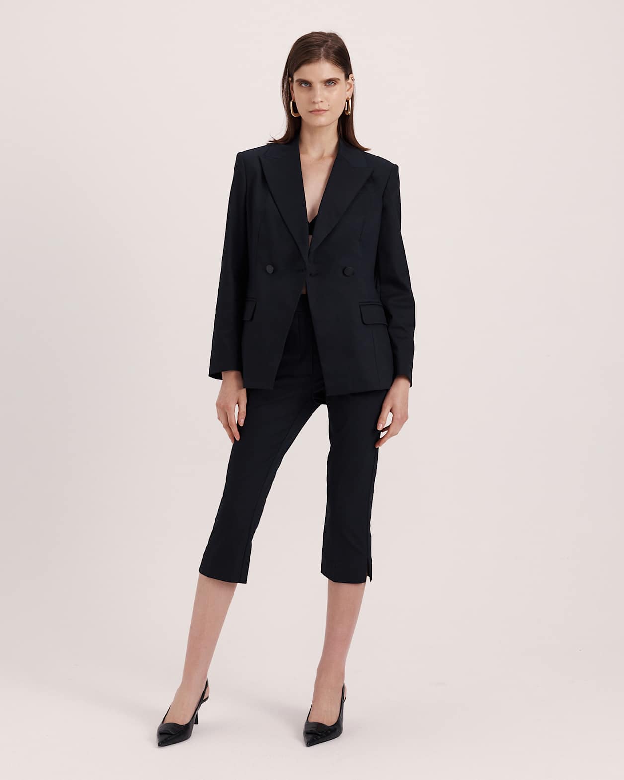 Tia Double Breasted Blazer in BLACK