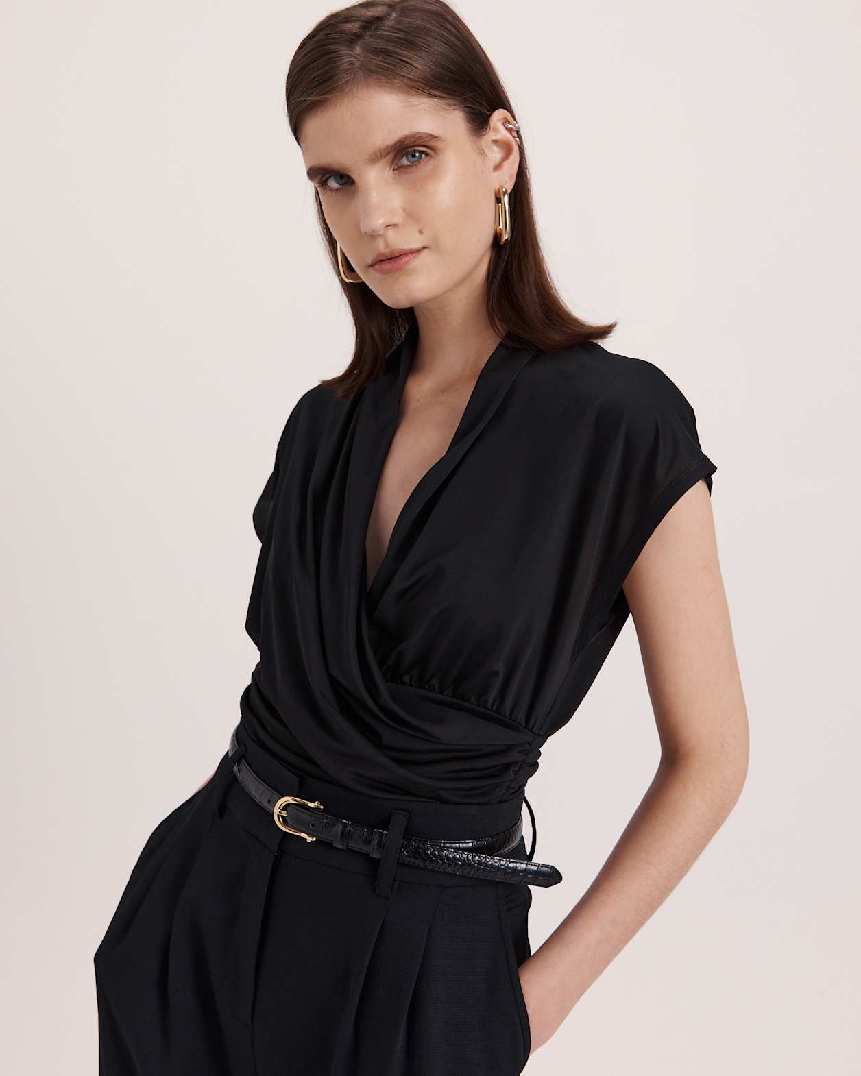 Sophie Wrap Top in BLACK