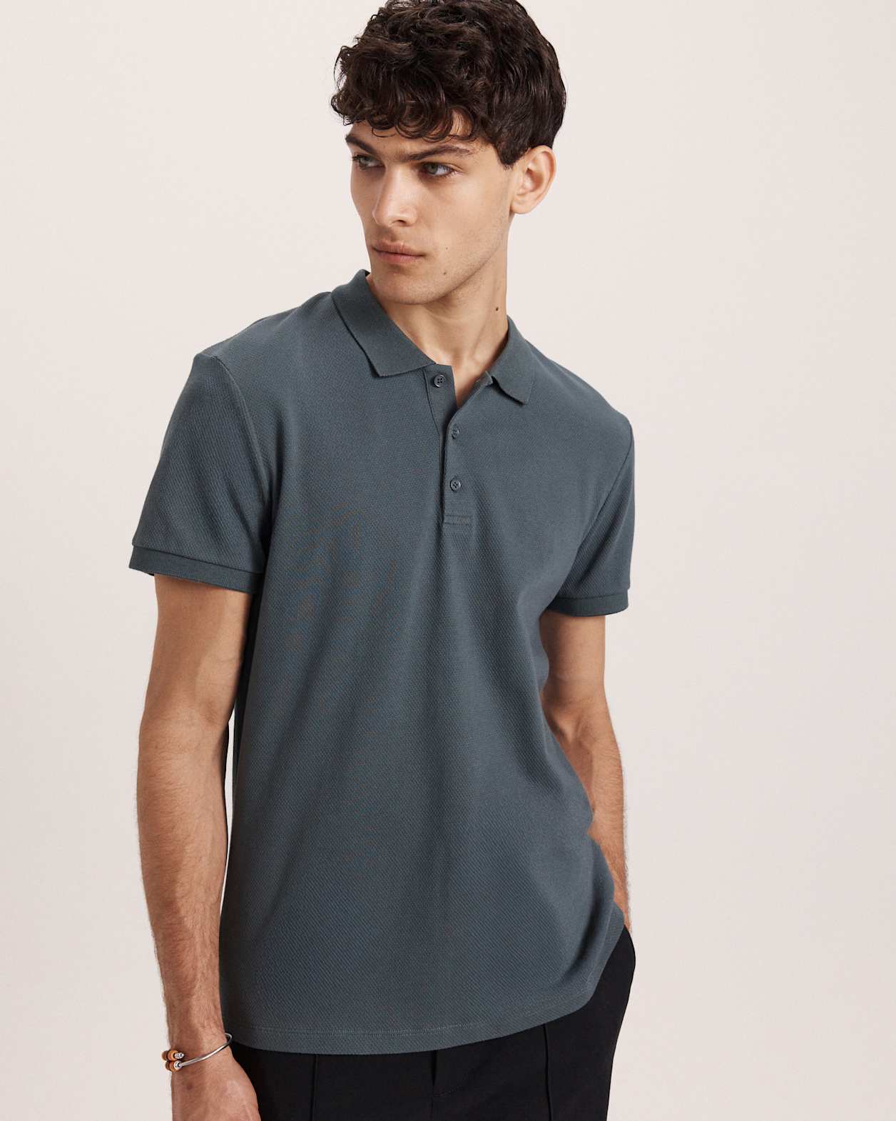 Kane Cotton Blend Waffle Polo in GREEN
