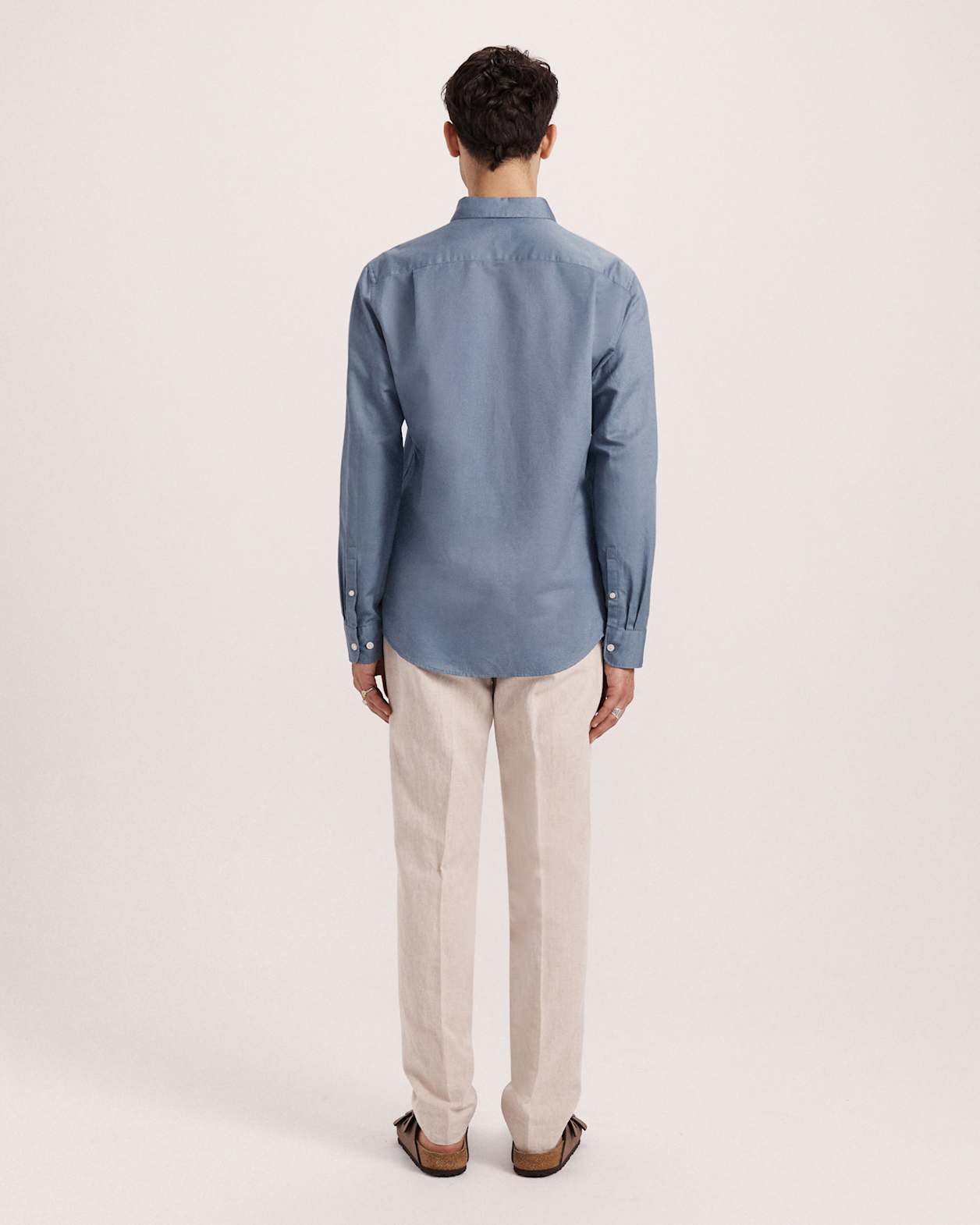 Reeves Long Sleeve Classic Linen Cotton Shirt in SLATE
