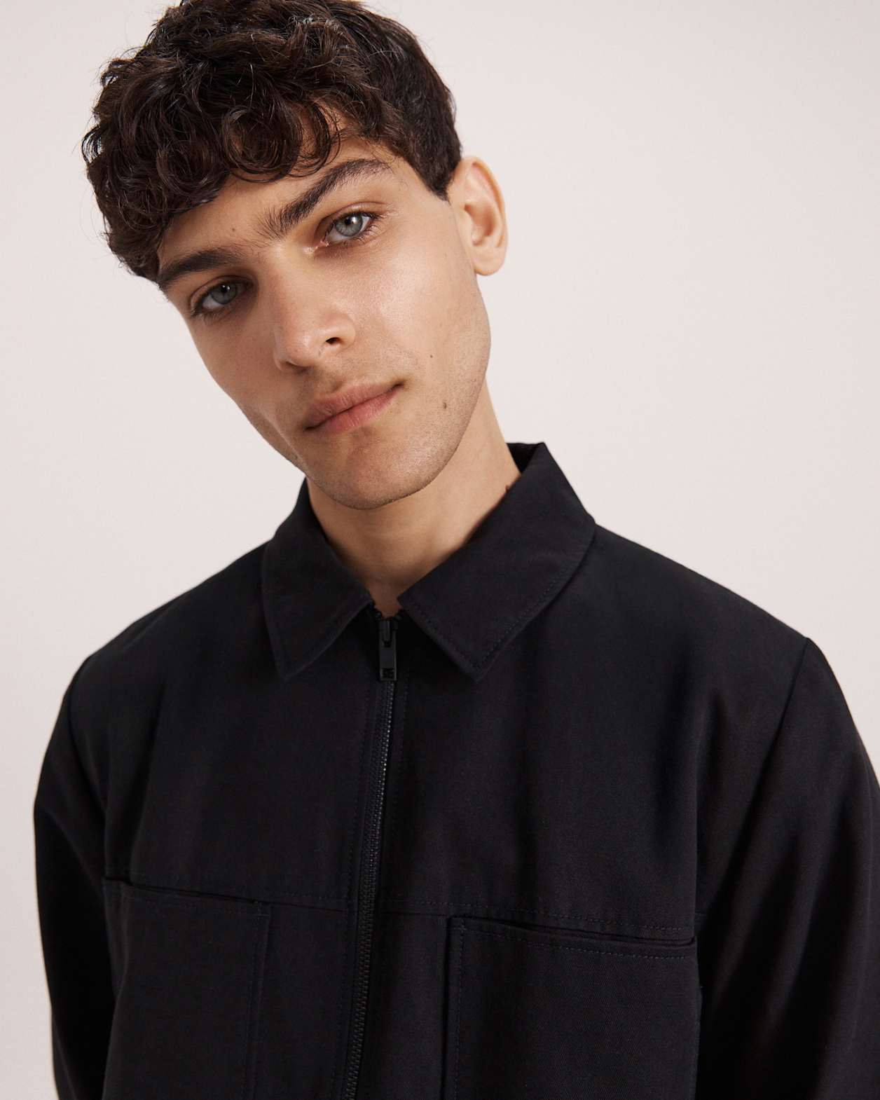 Apollo Cotton Tencel Jacket in BLACK