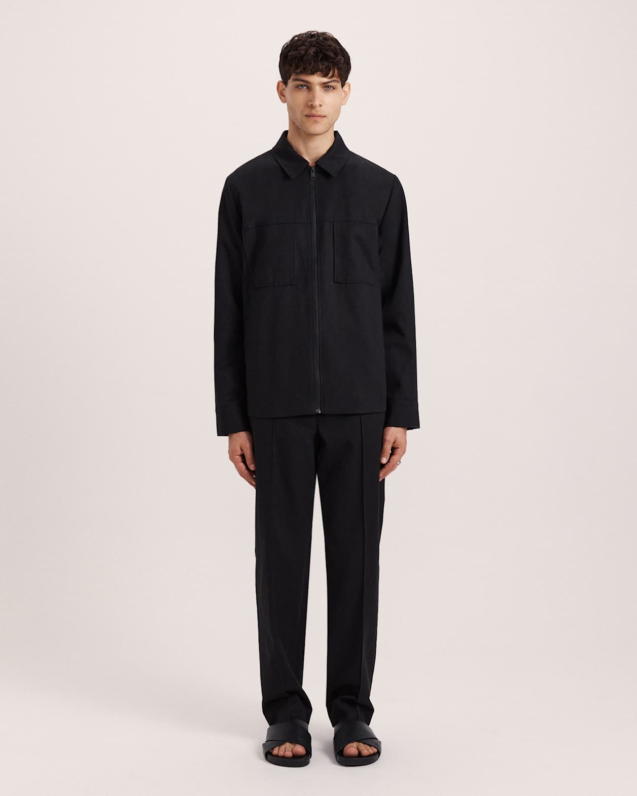 Apollo Cotton Tencel Jacket in BLACK