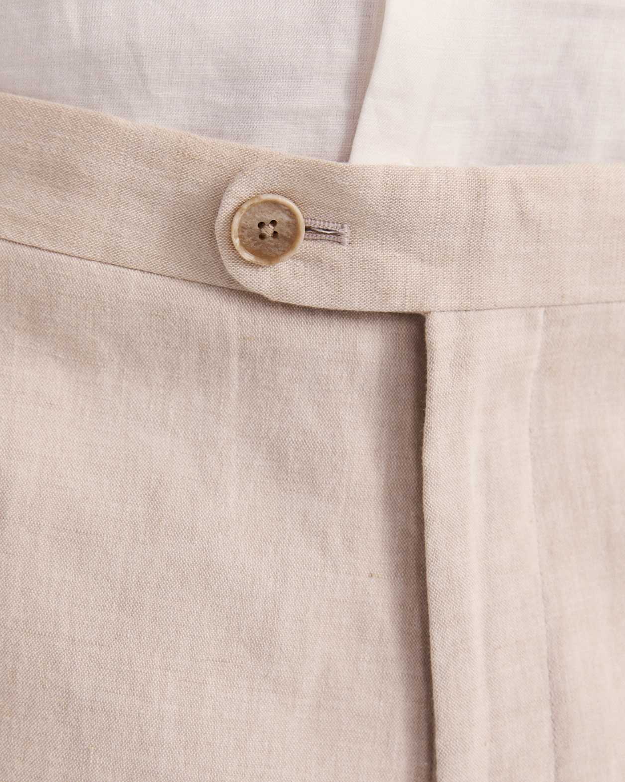 Elias Linen Cotton Regular Side Adjuster Pant in OATMEAL