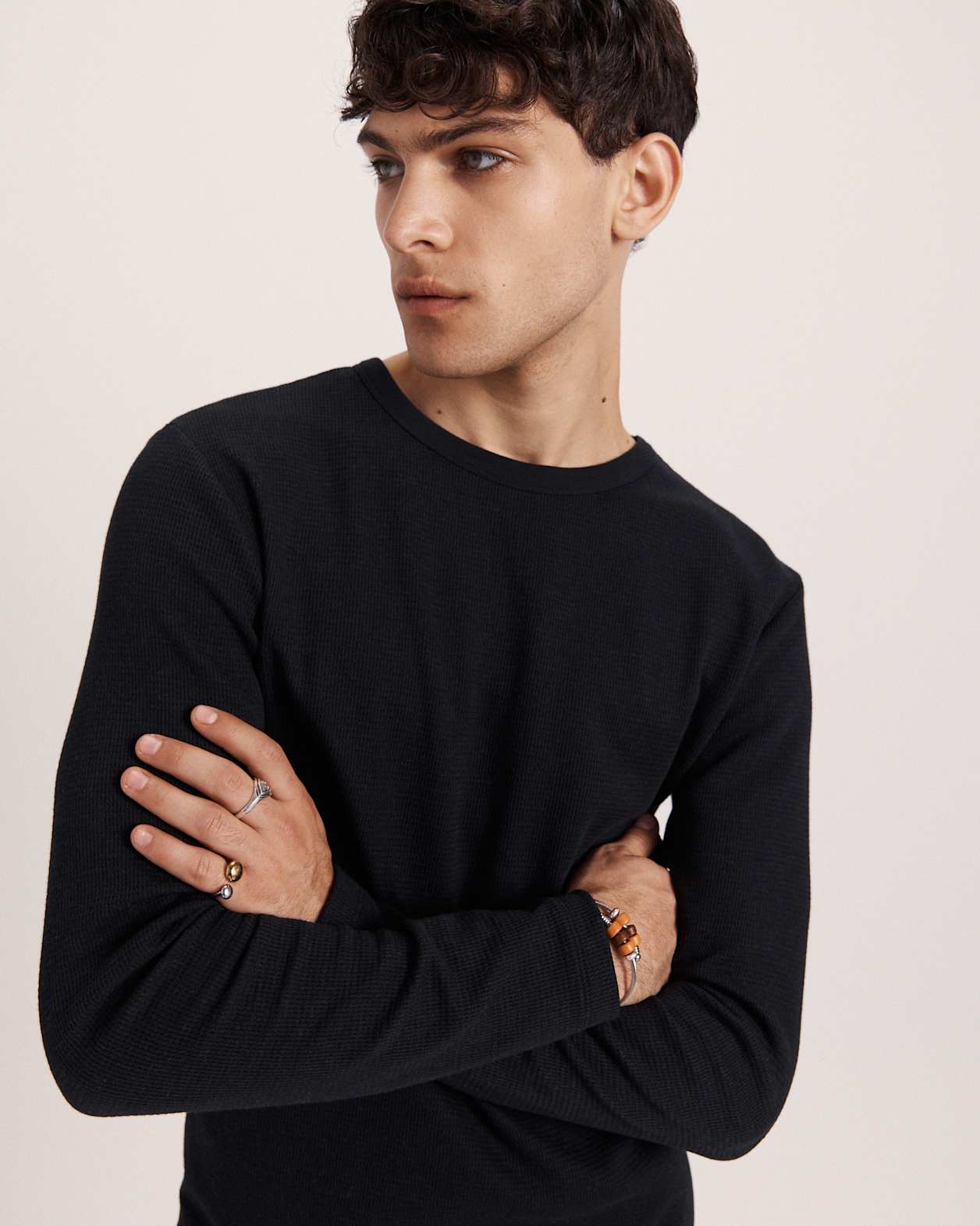Murphy Long Sleeve Cotton Tee in BLACK