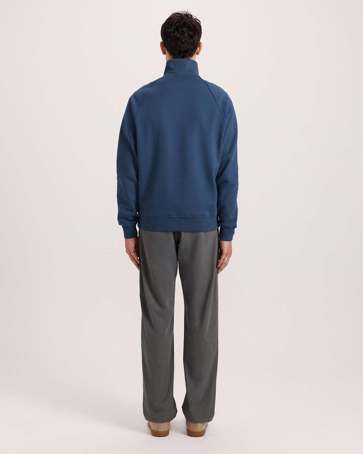 Farrow Quarter Zip Cotton Sweat in STEEL BLUE