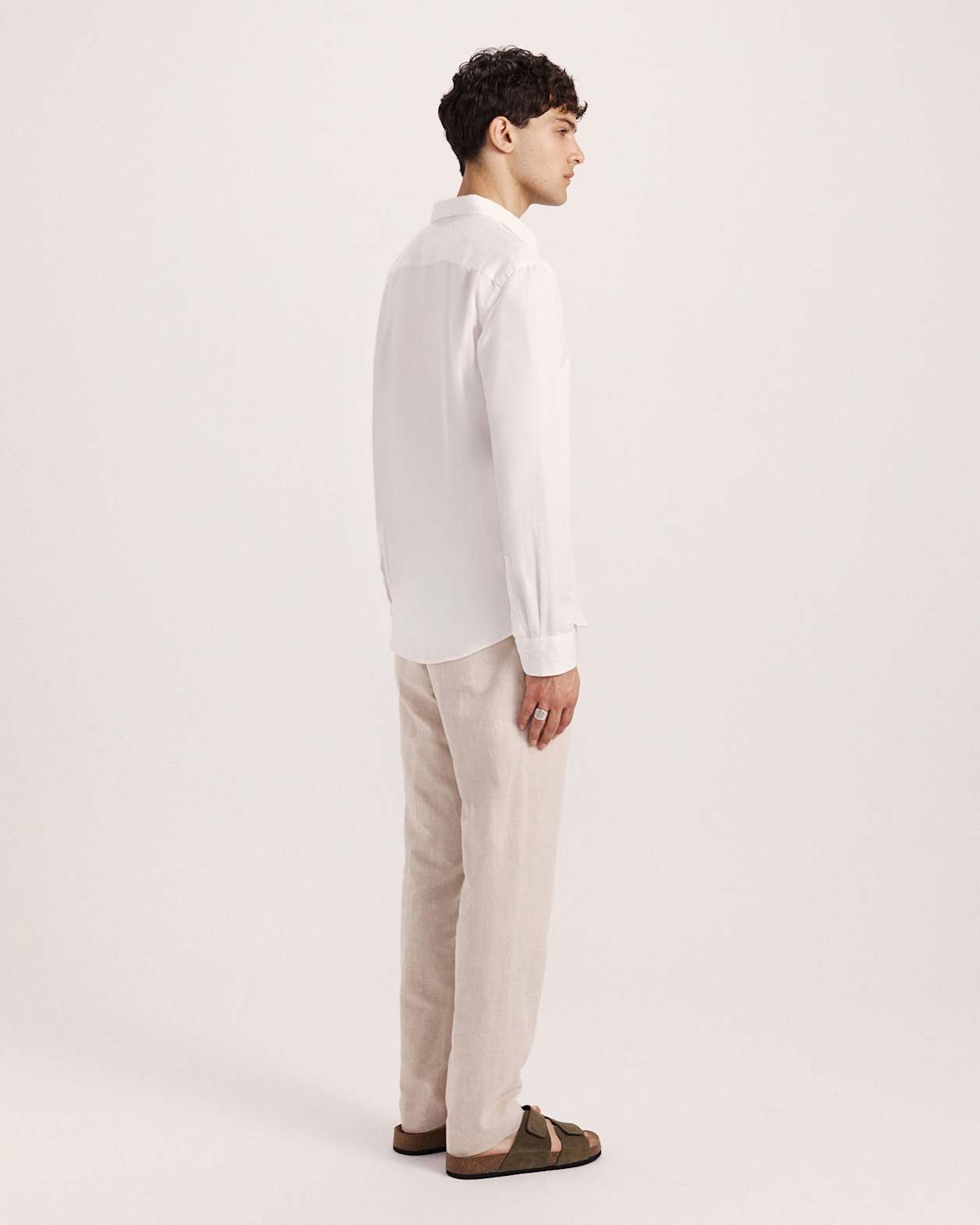 Reeves Long Sleeve Classic Linen Cotton Shirt in IVORY