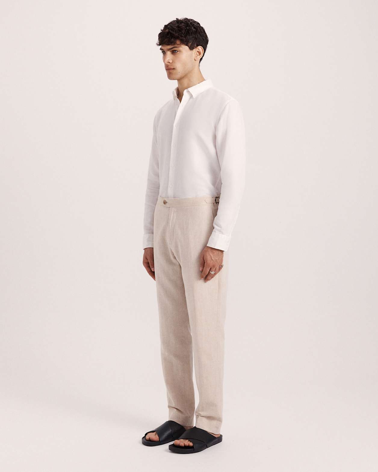 Reeves Long Sleeve Classic Linen Cotton Shirt in IVORY