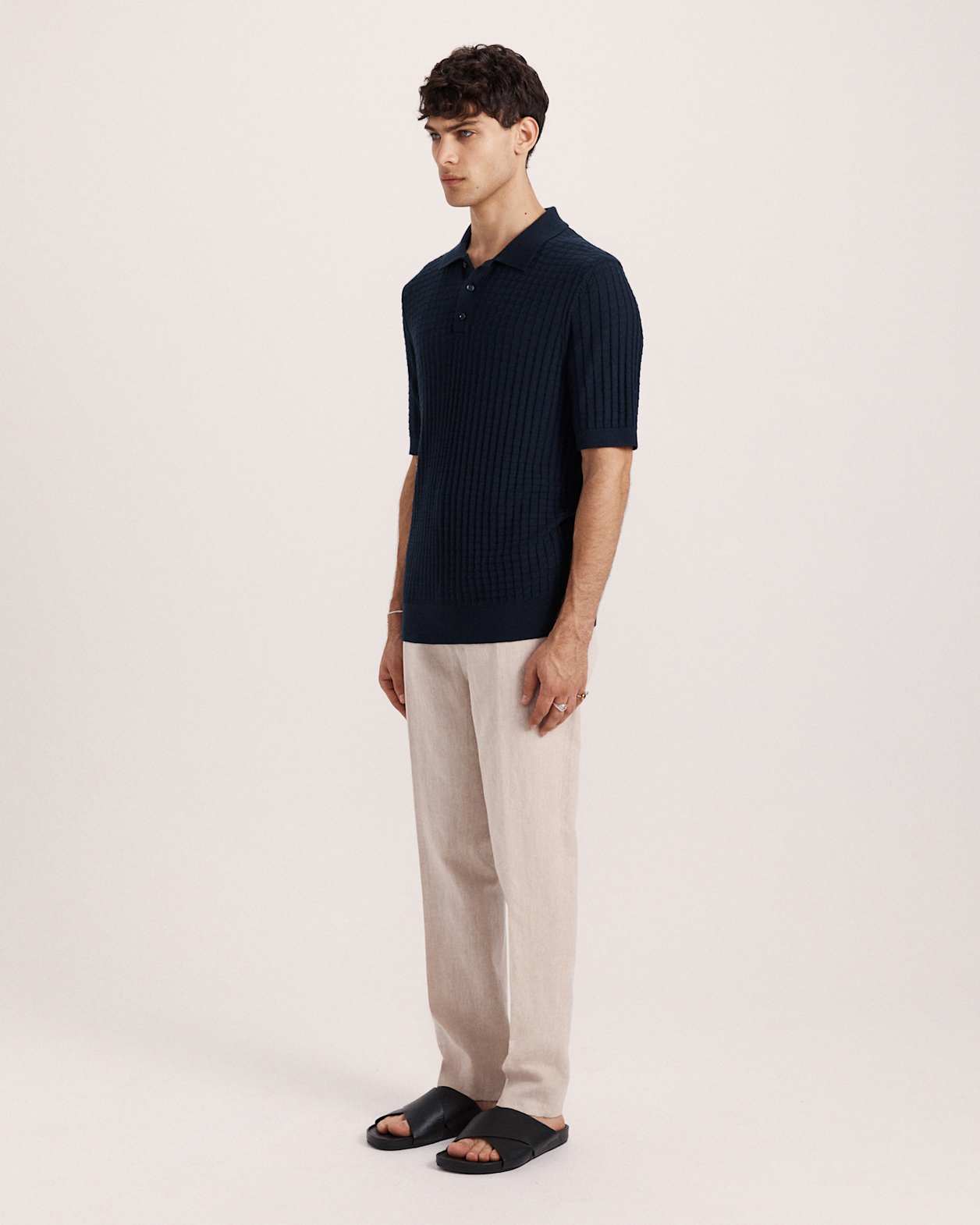 Alfie Knit Polo in NAVY