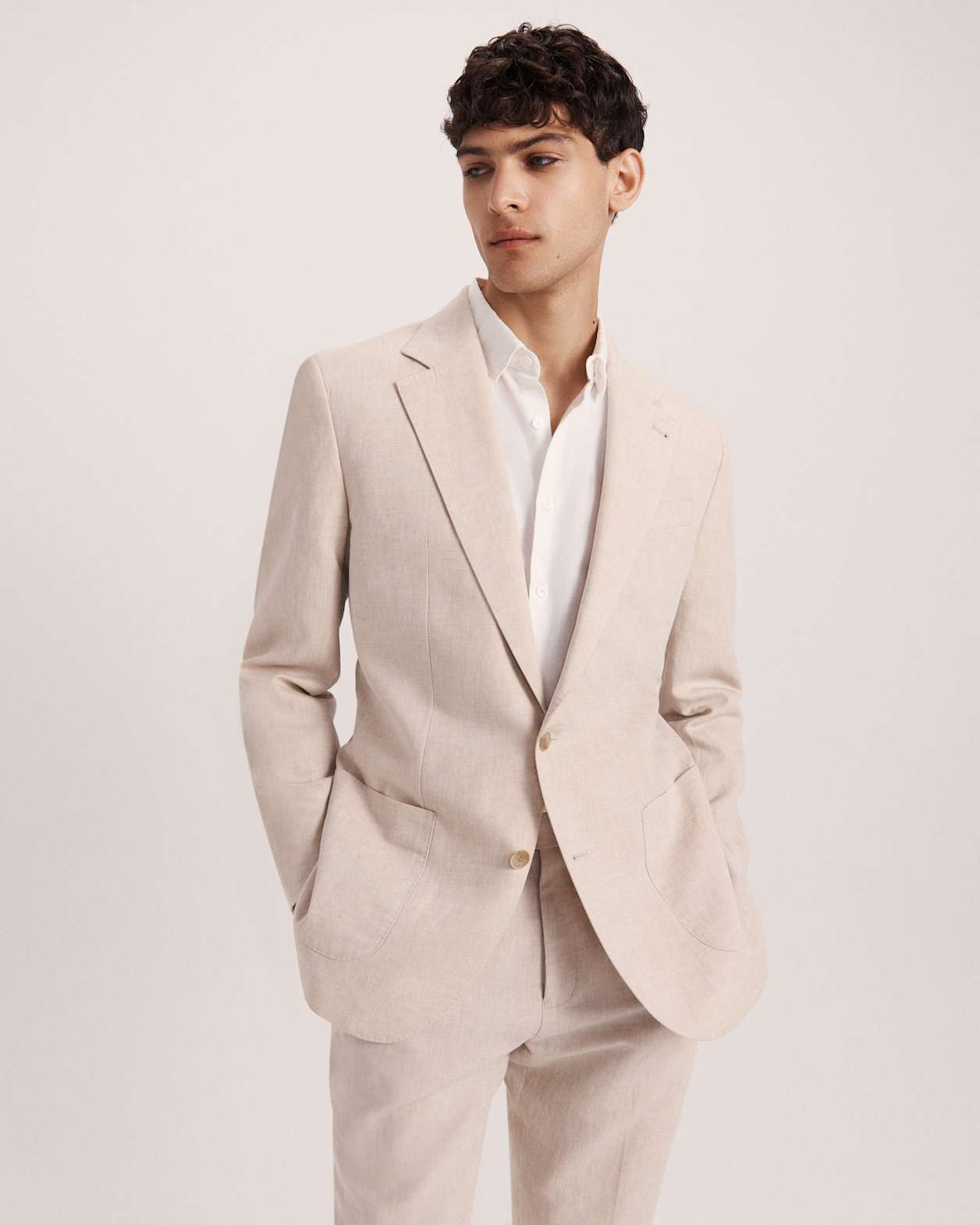 Elias Cotton Linen Suit Jacket in OATMEAL