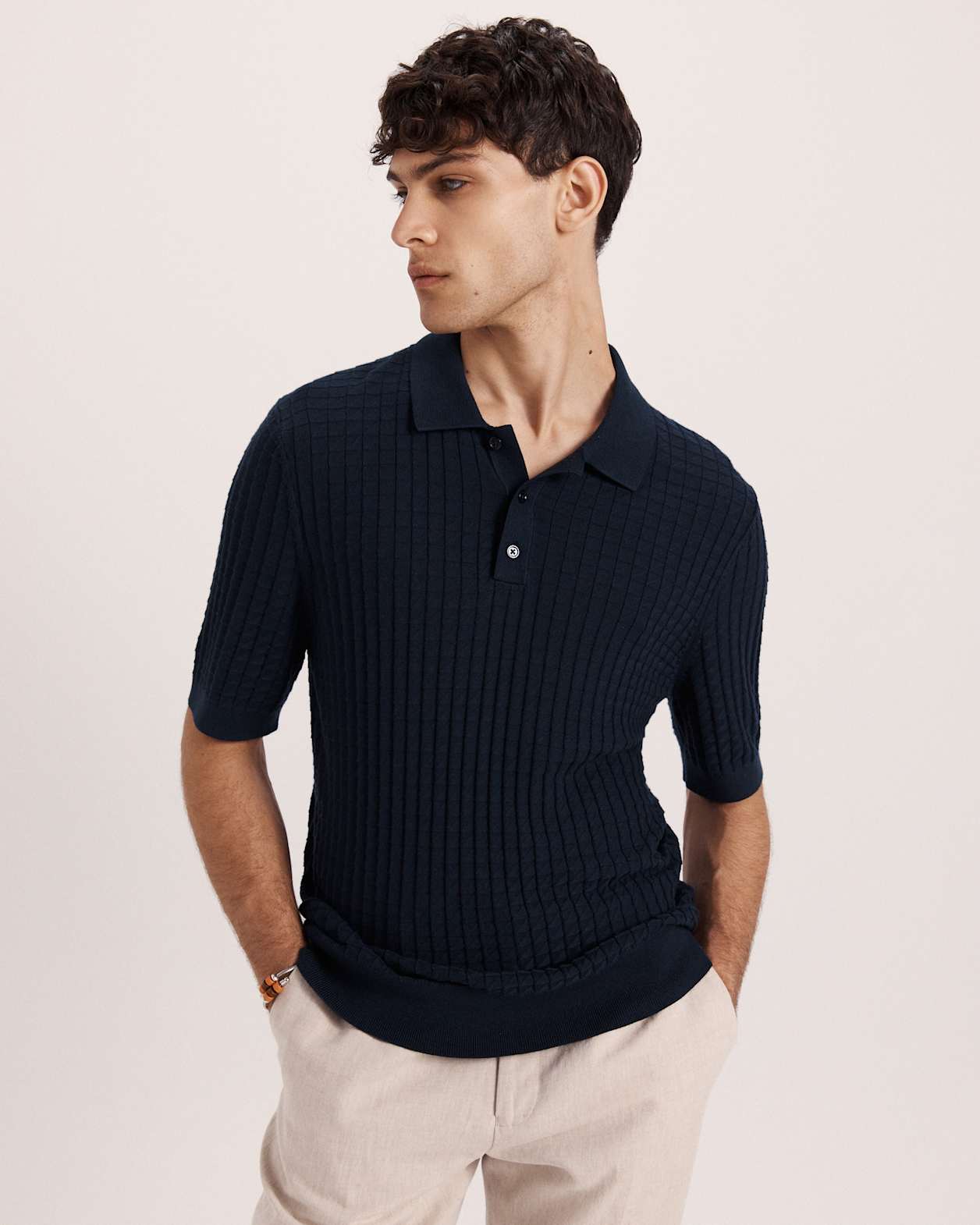 Alfie Knit Polo in NAVY