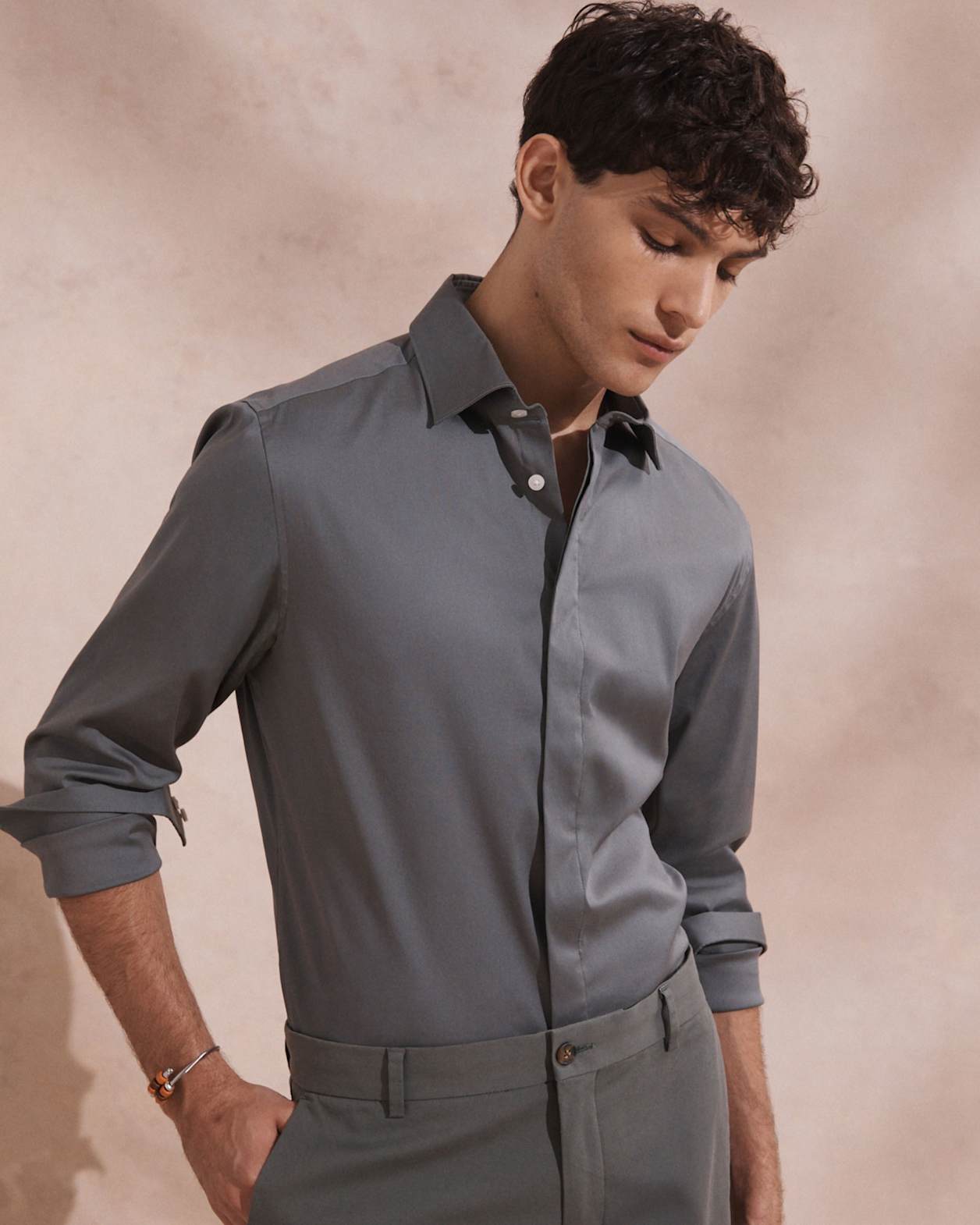 Stretch Poplin Shirt in DARK GREEN