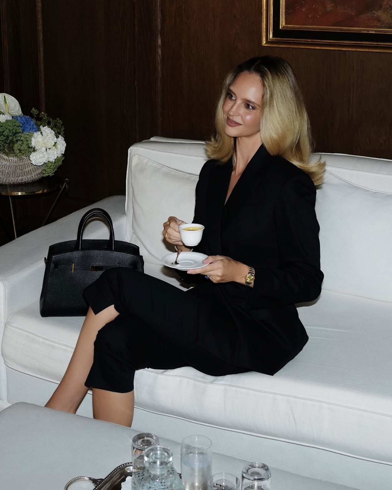 Tia Double Breasted Blazer in BLACK