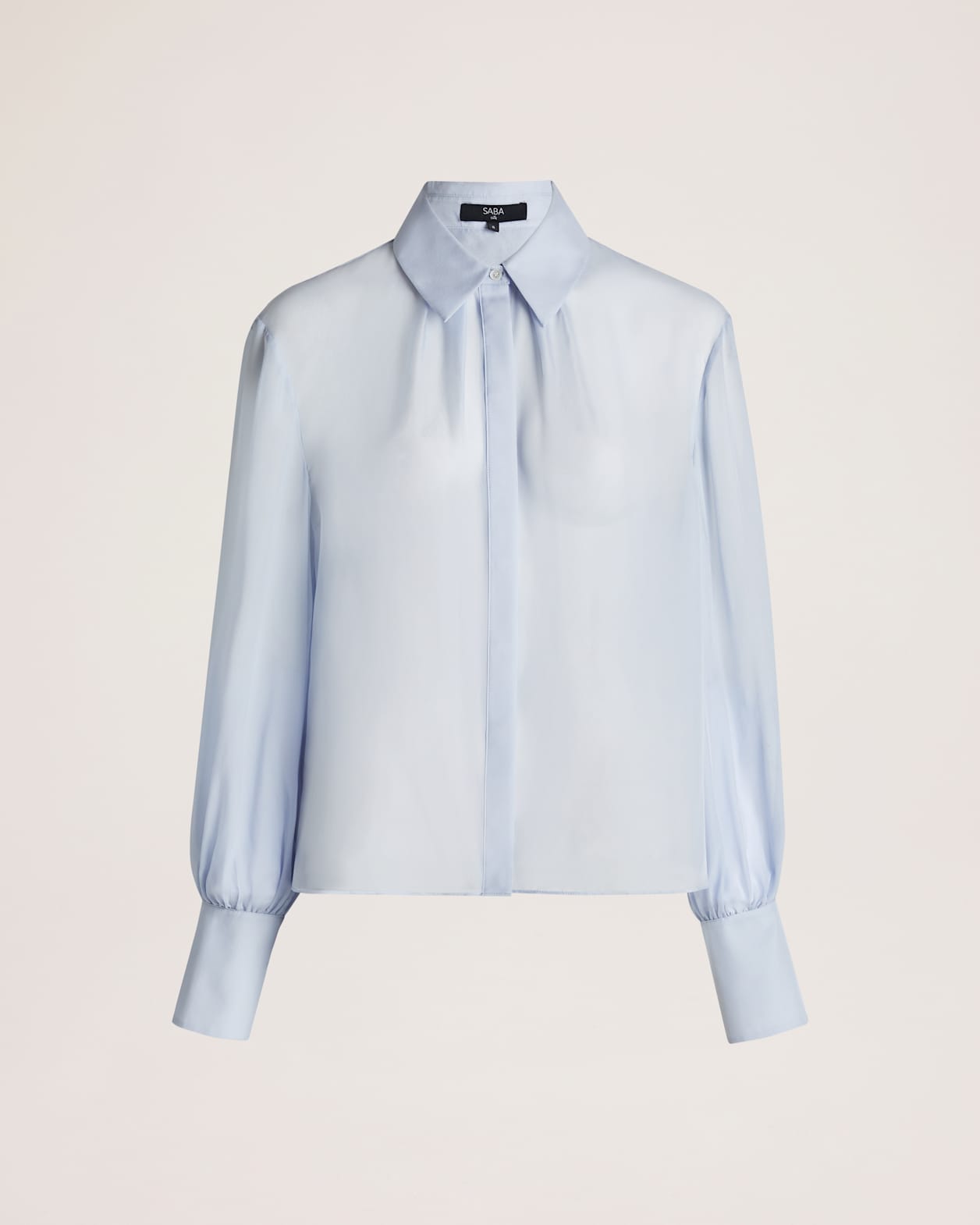 Ash Silk Chiffon Cropped Shirt in BLUE