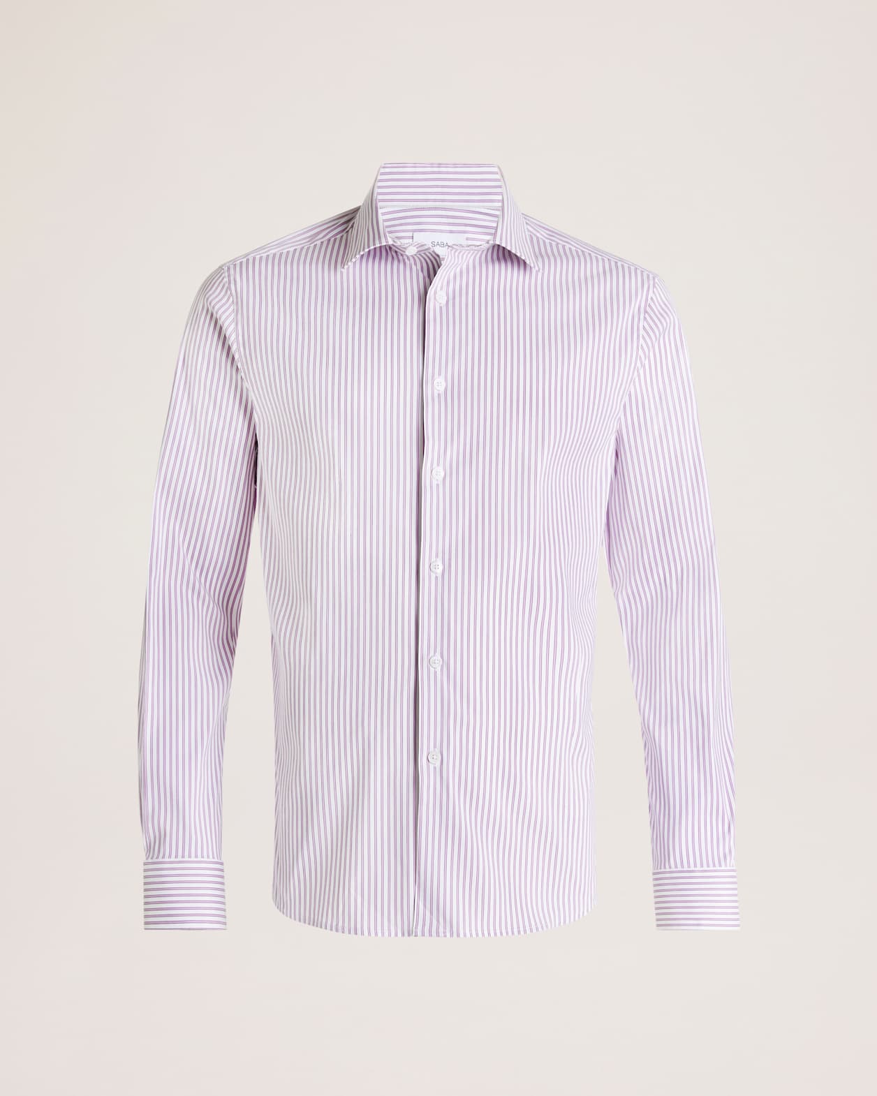 Calvin Long Sleeve Slim Stripe Shirt in LILAC/WHITE