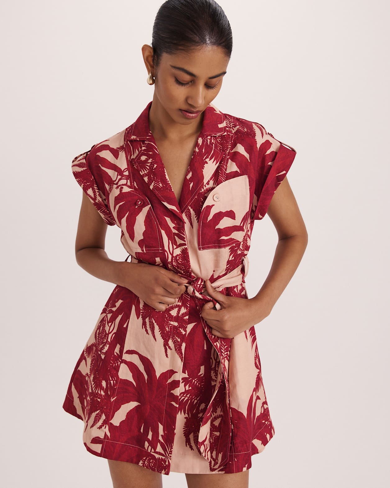 Brielle Shirt Dress in RED MULTI